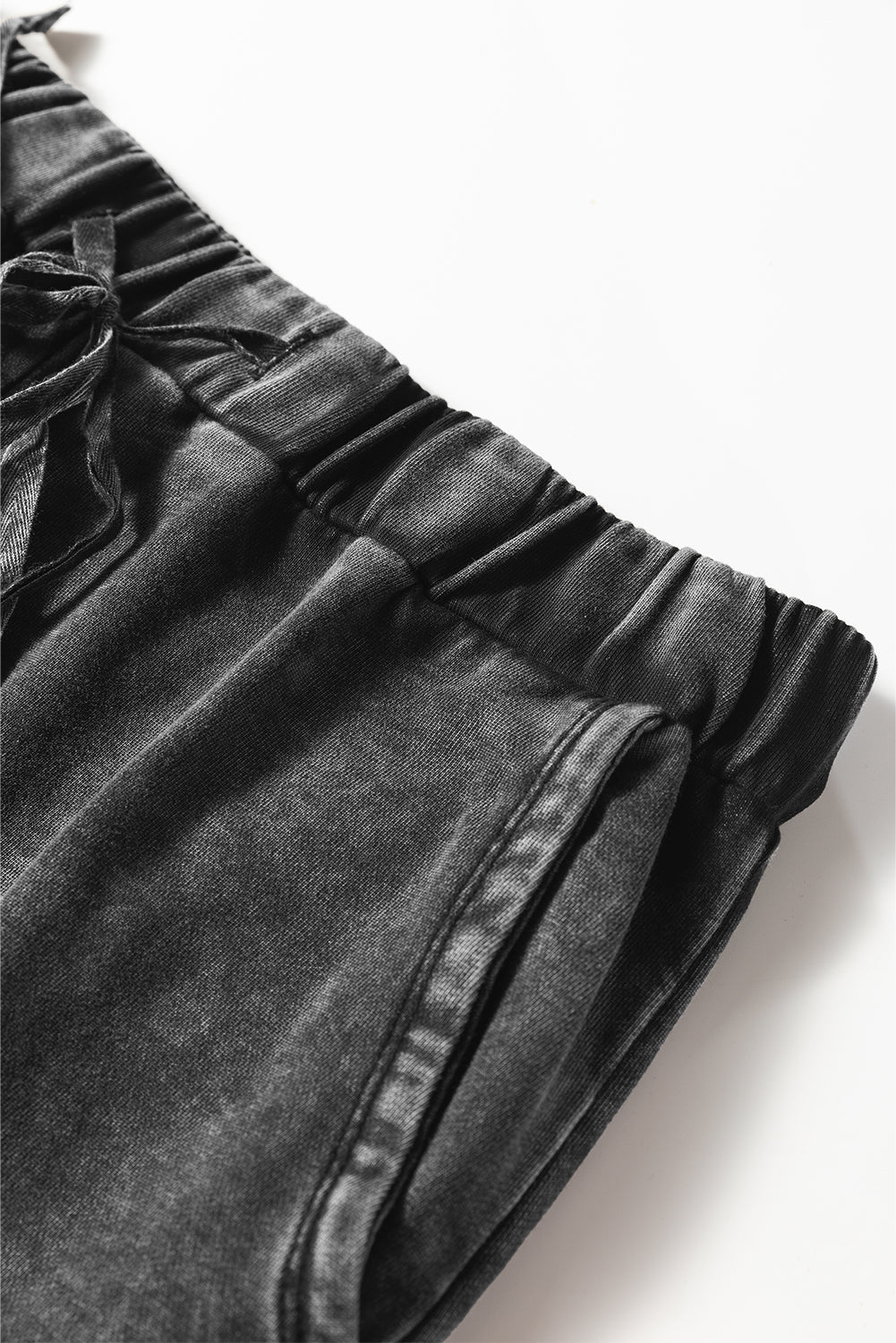 Black Mineral Wash Tiered Wide Leg Patchwork Drawstring Pants-Bottoms/Pants & Culotte-[Adult]-[Female]-2022 Online Blue Zone Planet