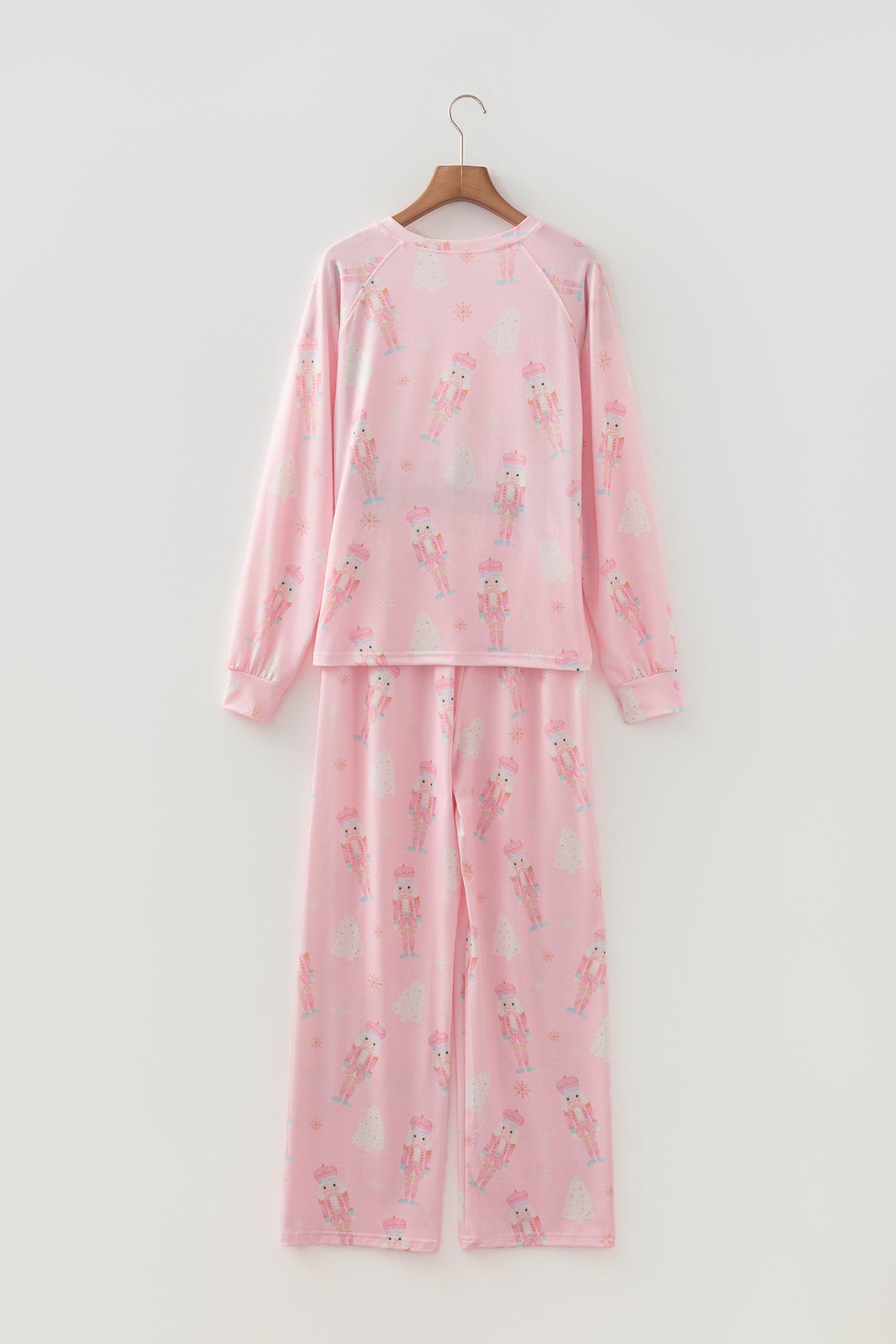 Pink Christmas Tree Nutcracker Print 2pcs Lounge Pant Set-Loungewear & Sleepwear/Loungewear-[Adult]-[Female]-2022 Online Blue Zone Planet