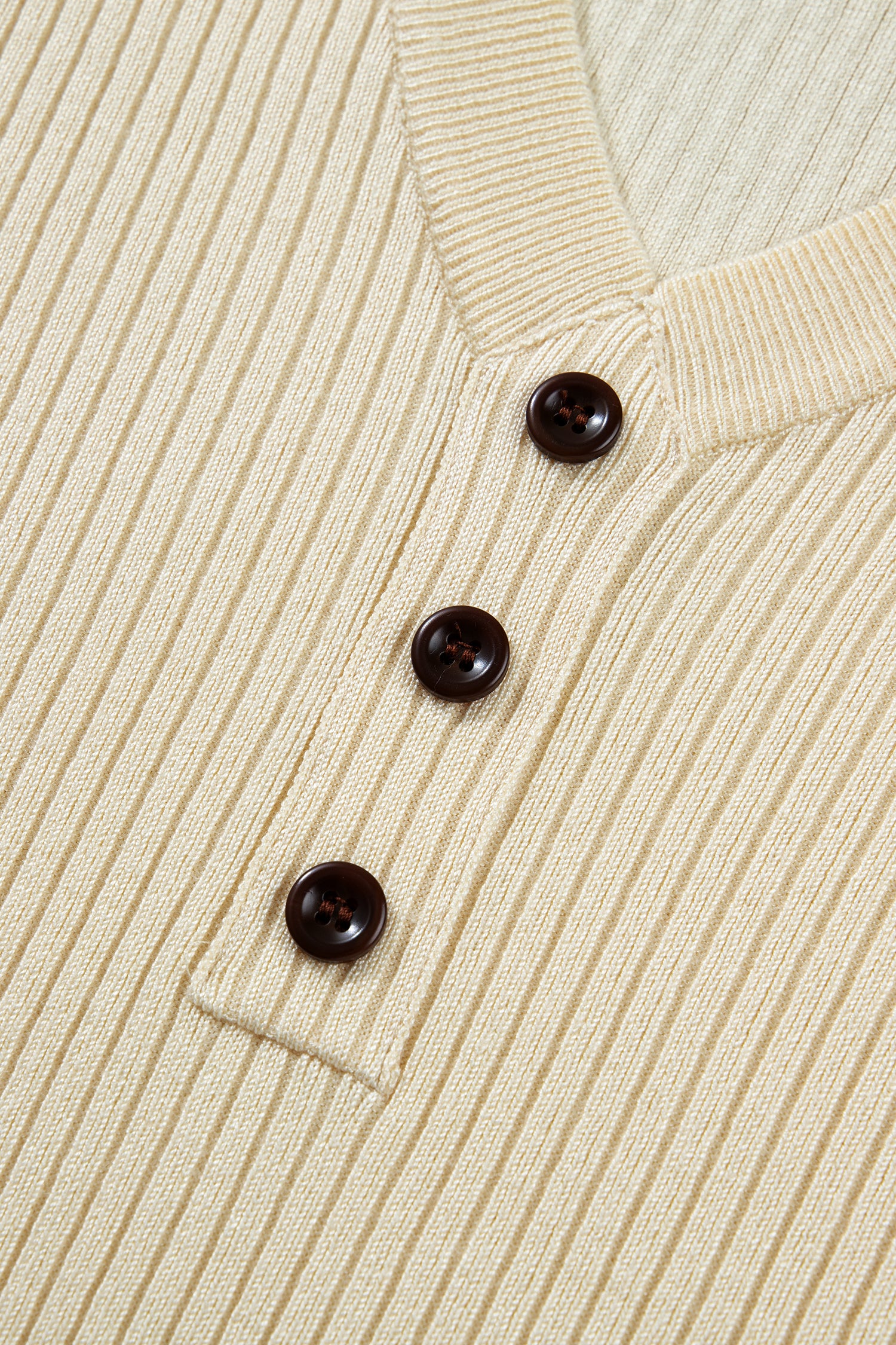 Apricot V Neck Ribbed Knit Striped Trim Short Sleeve Sweater-Sweaters & Cardigans/Short Sleeve Sweaters-[Adult]-[Female]-2022 Online Blue Zone Planet