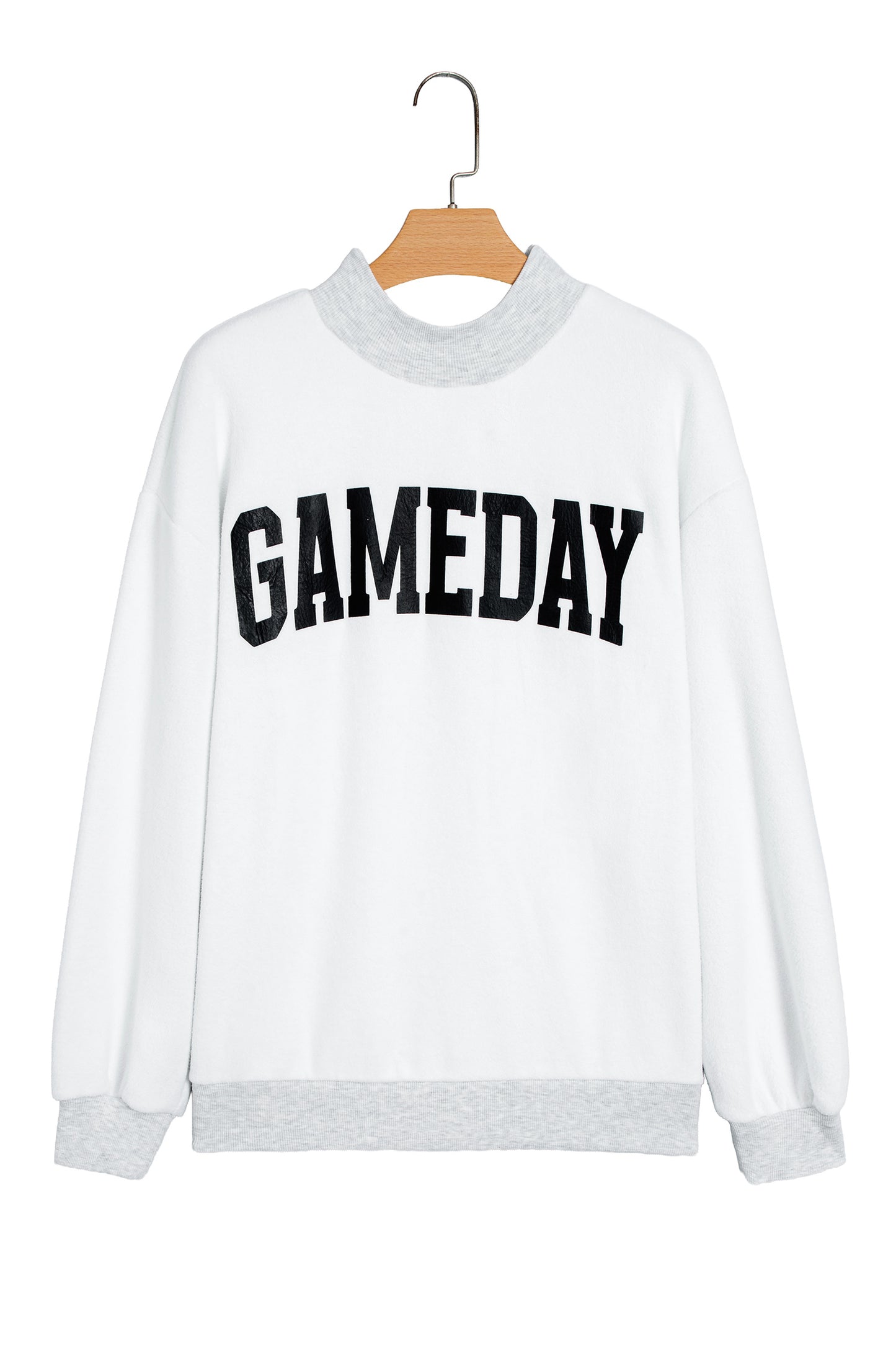 Light Grey High Neck GAMEDAY/ FOOTBALL Double Side Printed Reversible Sweatshirt-Tops/Sweatshirts & Hoodies-[Adult]-[Female]-2022 Online Blue Zone Planet