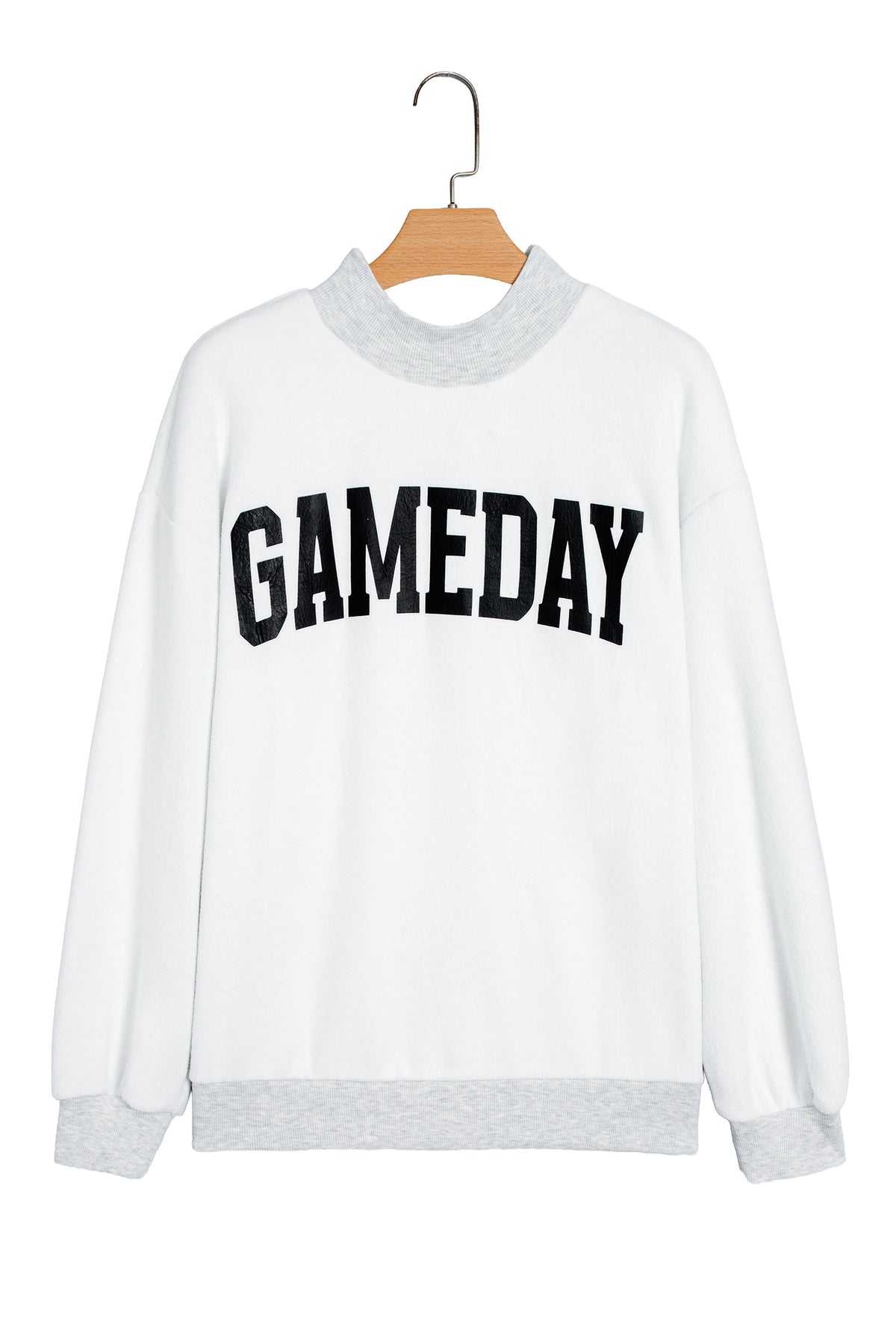 Light Grey High Neck GAMEDAY/ FOOTBALL Double Side Printed Reversible Sweatshirt-Tops/Sweatshirts & Hoodies-[Adult]-[Female]-2022 Online Blue Zone Planet