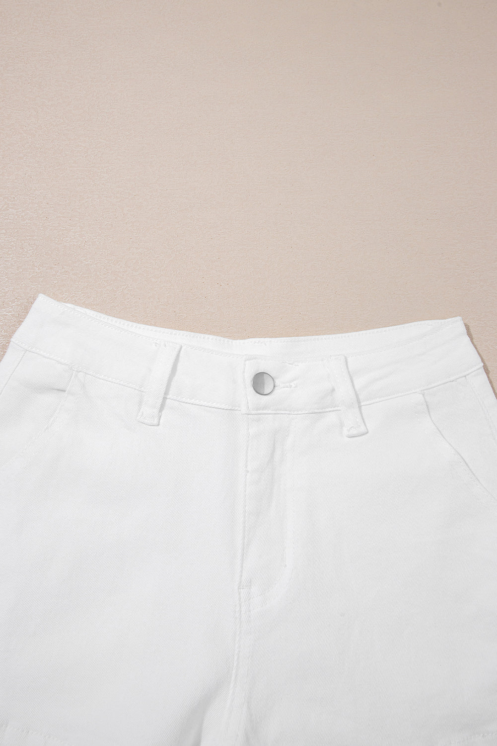 White Scalloped Hemline Acid Wash High Waist Denim Shorts-Bottoms/Denim Shorts-[Adult]-[Female]-2022 Online Blue Zone Planet