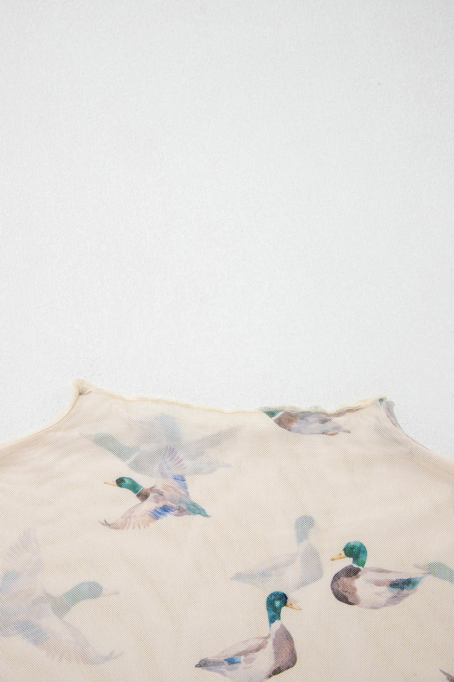 Beige Mallard Sheer Mesh Short Sleeve Top-Tops/Tops & Tees-[Adult]-[Female]-2022 Online Blue Zone Planet