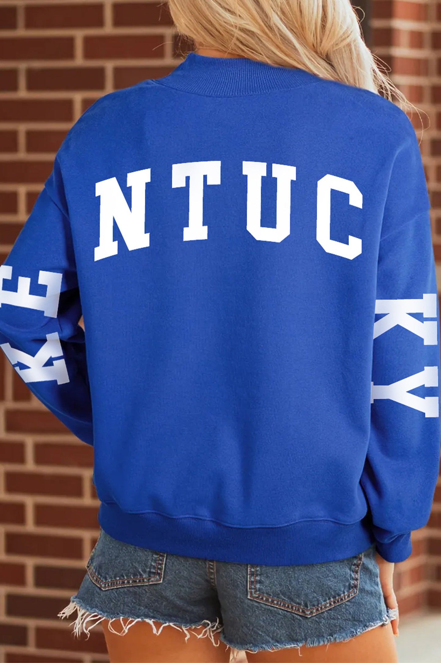 Dark Blue KY KENTUCKY Printed Mock Neck Sweatshirt-Graphic/Graphic Sweatshirts-[Adult]-[Female]-2022 Online Blue Zone Planet