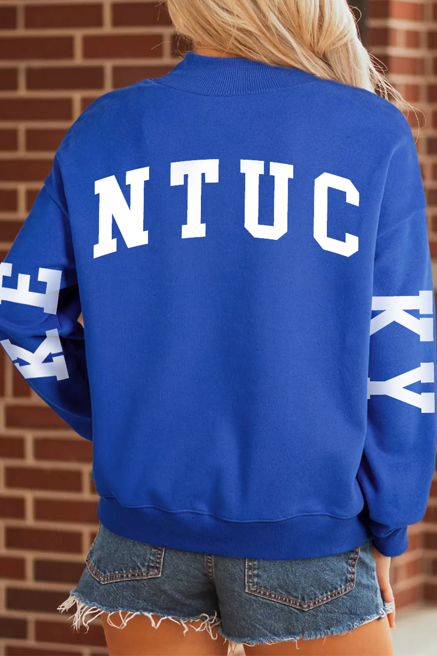 Dark Blue KY KENTUCKY Printed Mock Neck Sweatshirt-Graphic/Graphic Sweatshirts-[Adult]-[Female]-2022 Online Blue Zone Planet