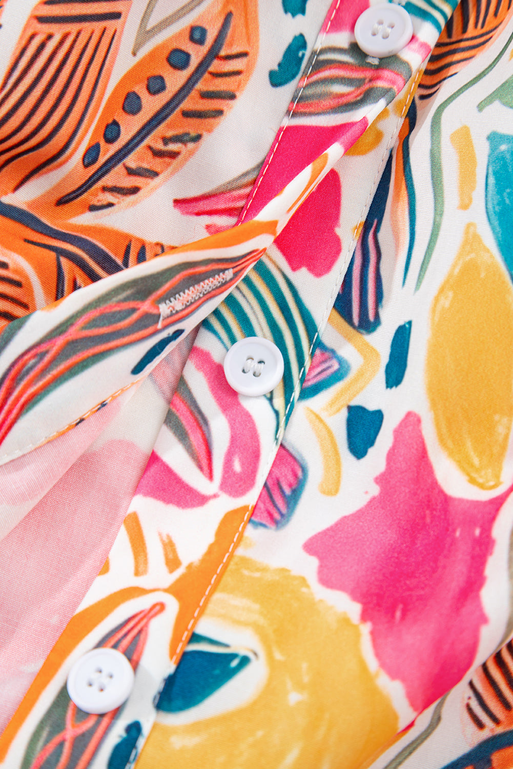 Rose Tropical Vacation Vibe Printed Button Up Short Sleeve Shirt-Tops/Blouses & Shirts-[Adult]-[Female]-2022 Online Blue Zone Planet