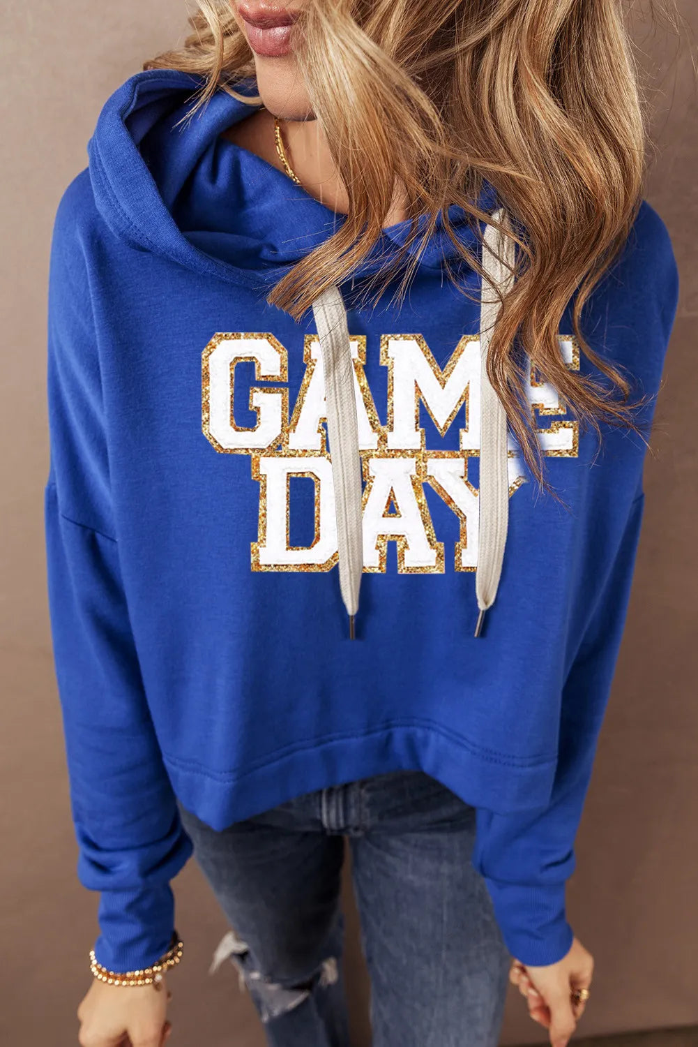 GAME DAY Drawstring Long Sleeve Hoodie-TOPS / DRESSES-[Adult]-[Female]-2022 Online Blue Zone Planet