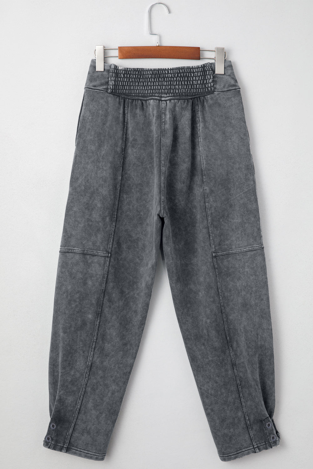 Medium Grey Mineral Wash Jogger Style High Waist Casual Pants-Bottoms/Pants & Culotte-[Adult]-[Female]-2022 Online Blue Zone Planet