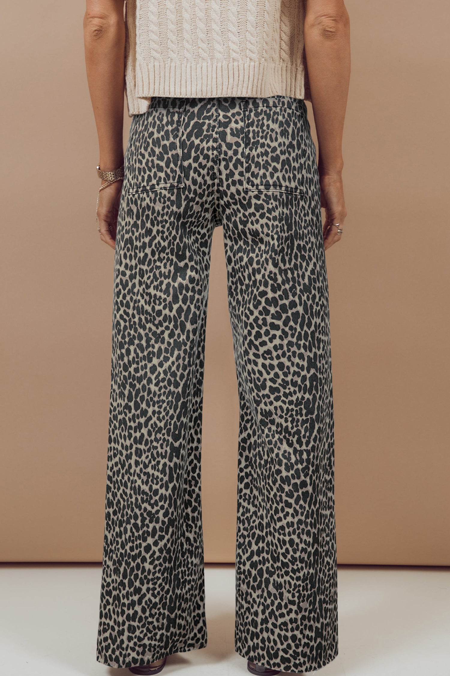 Black Leopard Print Wide Leg High Waist Jeans-Bottoms/Jeans-[Adult]-[Female]-2022 Online Blue Zone Planet
