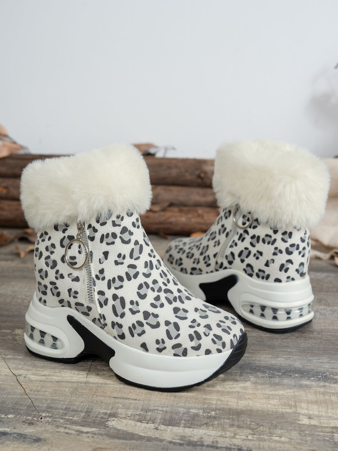 Blue Zone Planet | Side Zipper Leopard Platform Boots-BOOTS-[Adult]-[Female]-2022 Online Blue Zone Planet