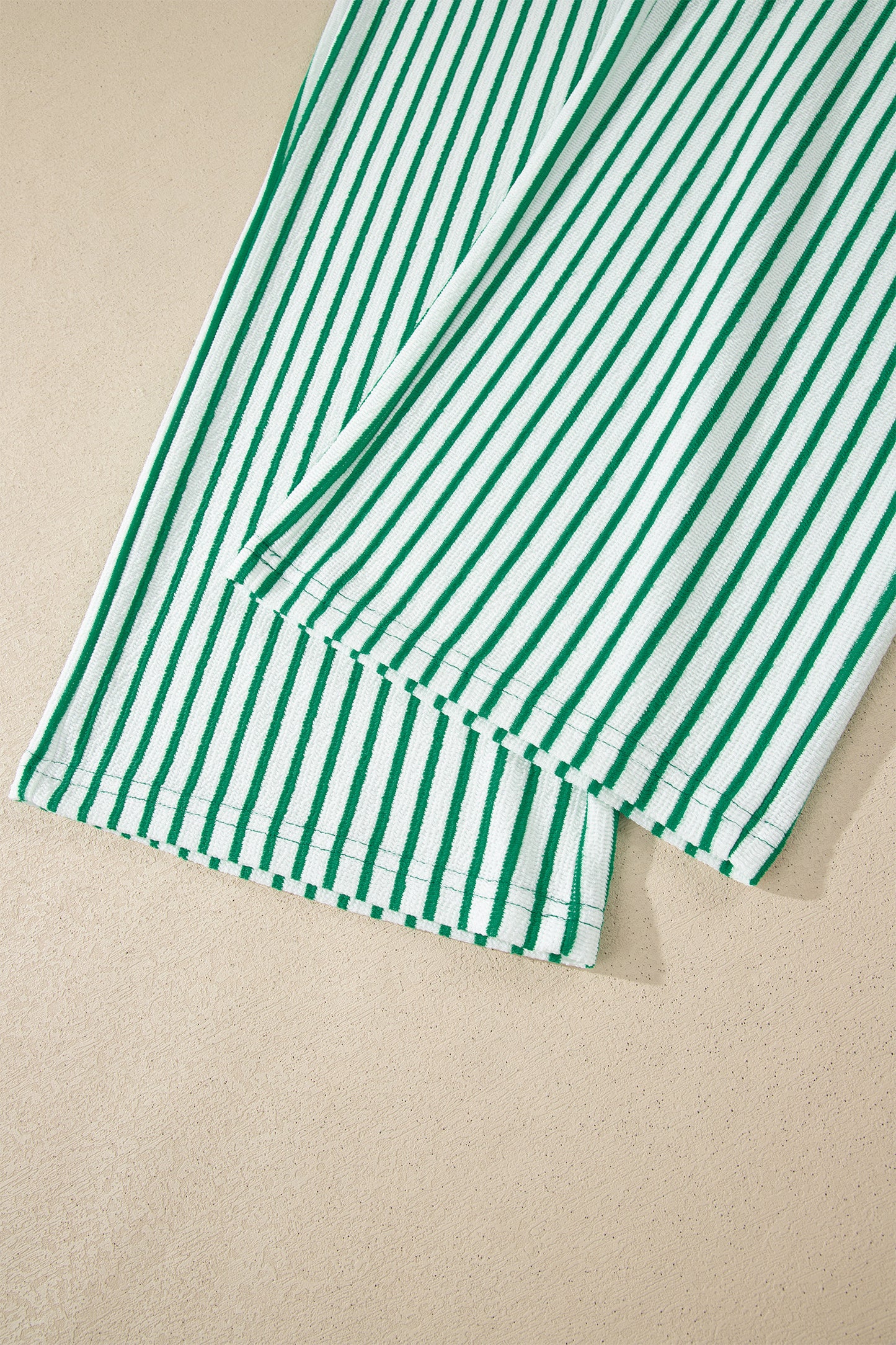 Sky Blue Stripe Crew Neck Tee Drawstring Waist Cropped Pants Set-Two Piece Sets/Pant Sets-[Adult]-[Female]-2022 Online Blue Zone Planet