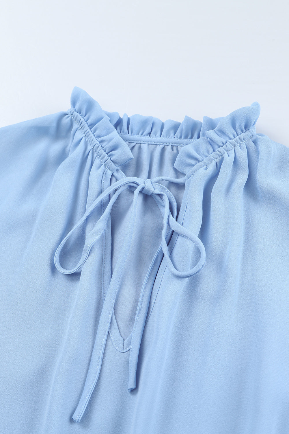 Blue Zone Planet | Light Blue V Neck Long Sleeve Ruffle Tiered Mini Dress-TOPS / DRESSES-[Adult]-[Female]-2022 Online Blue Zone Planet