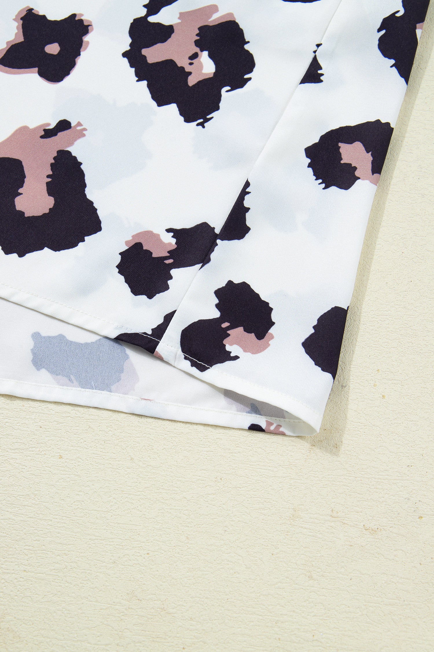 Khaki Leopard Print Contrast V Neck Plus Size Shift Mini Dress-TOPS / DRESSES-[Adult]-[Female]-2022 Online Blue Zone Planet