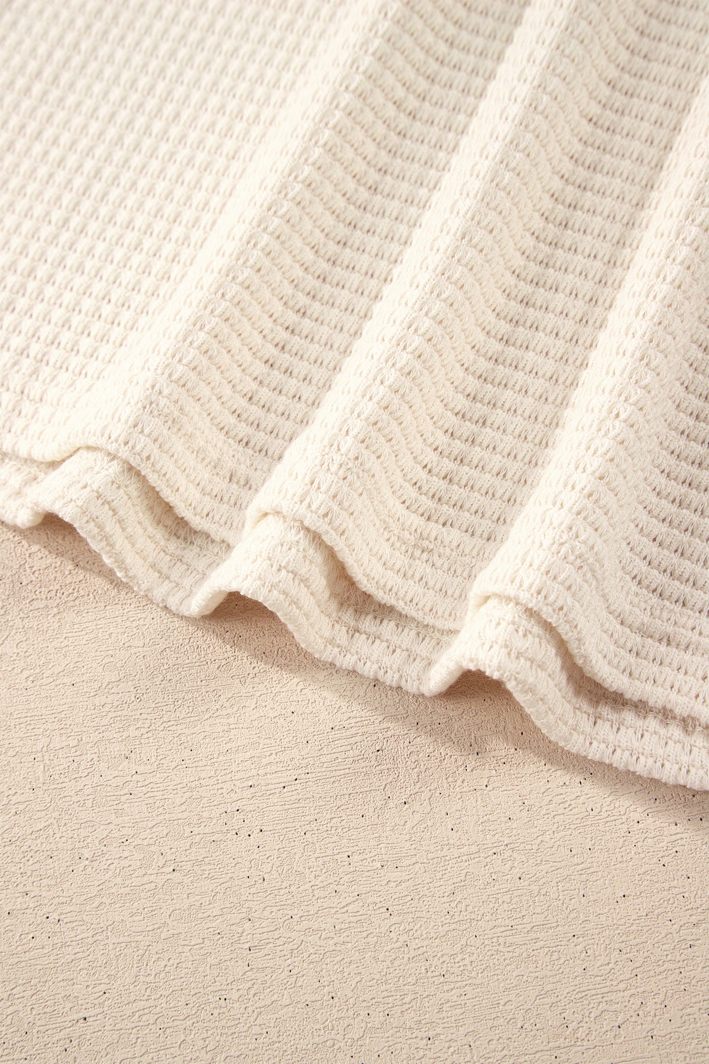 White Waffle Contrast Half Buttoned Hooded Pullover Top-Tops / Dresses-[Adult]-[Female]-2022 Online Blue Zone Planet