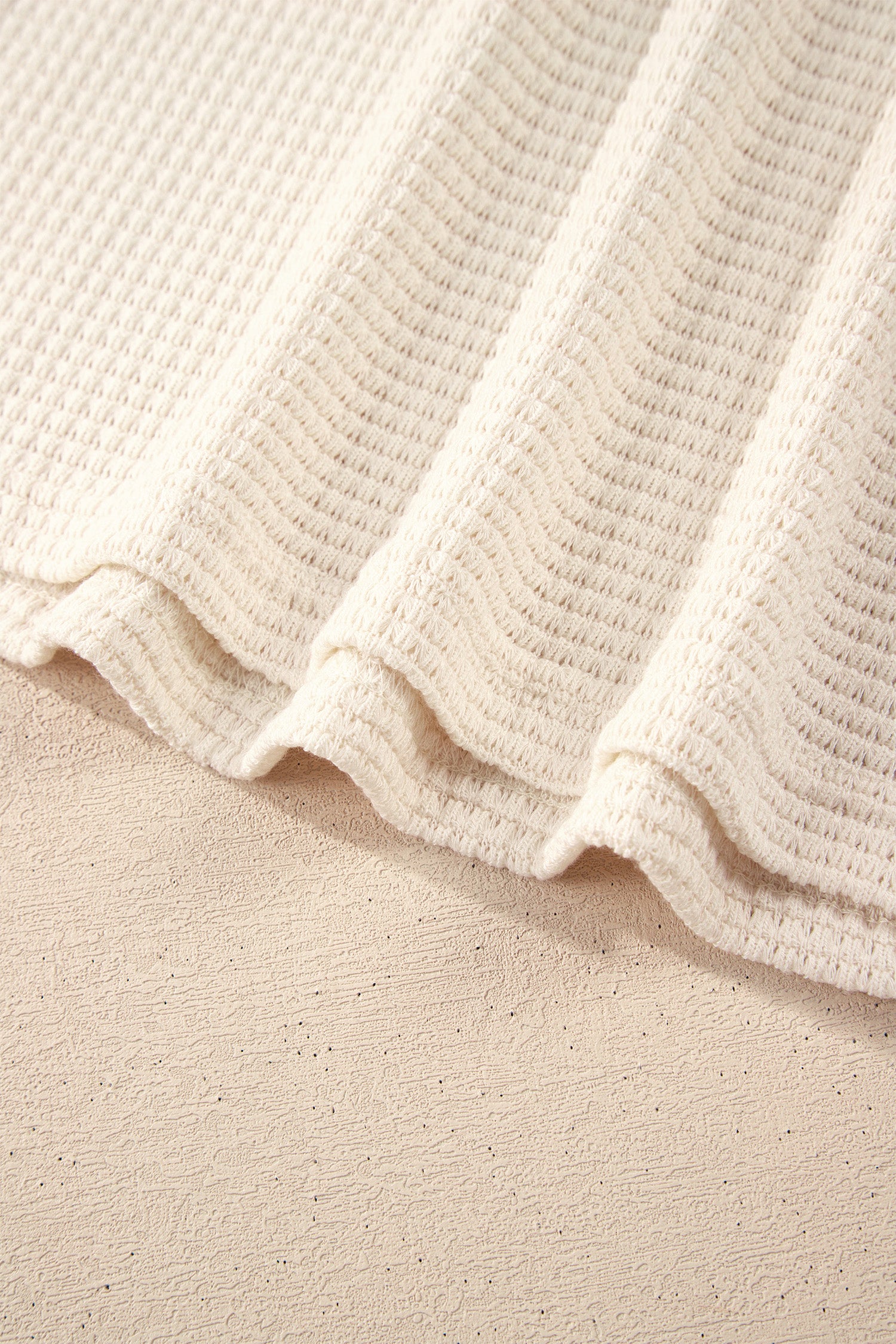 White Waffle Contrast Half Buttoned Hooded Pullover Top-Tops / Dresses-[Adult]-[Female]-2022 Online Blue Zone Planet