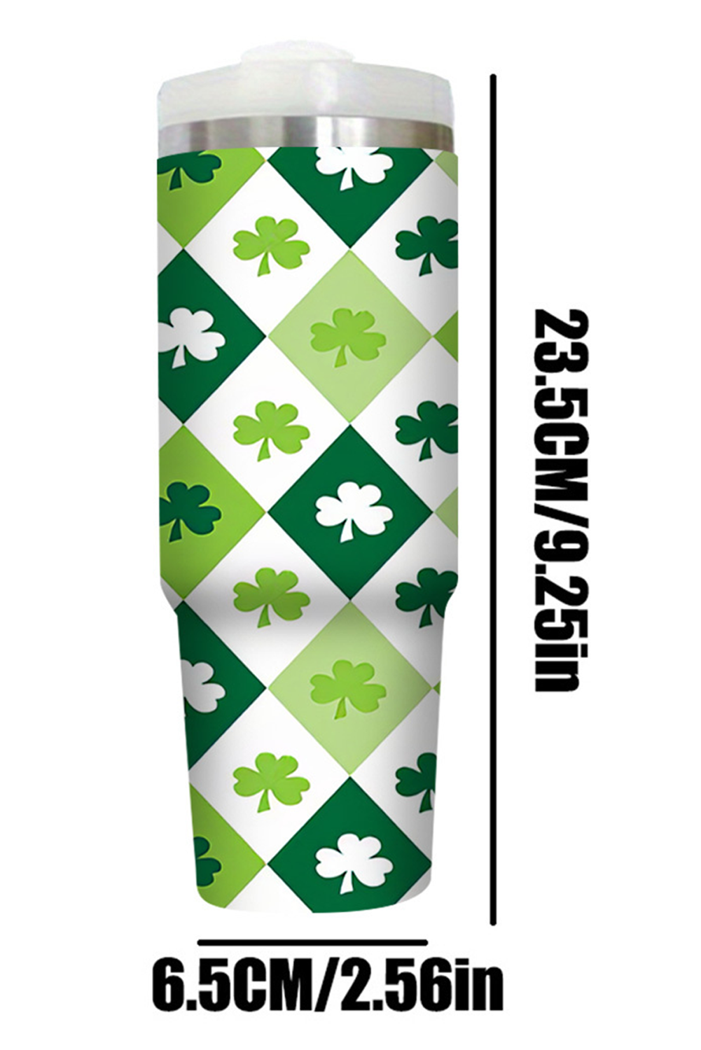 Green St Patricks Day Checkered Clover Tumbler Cup-Cups-[Adult]-[Female]-Green-ONE SIZE-2022 Online Blue Zone Planet