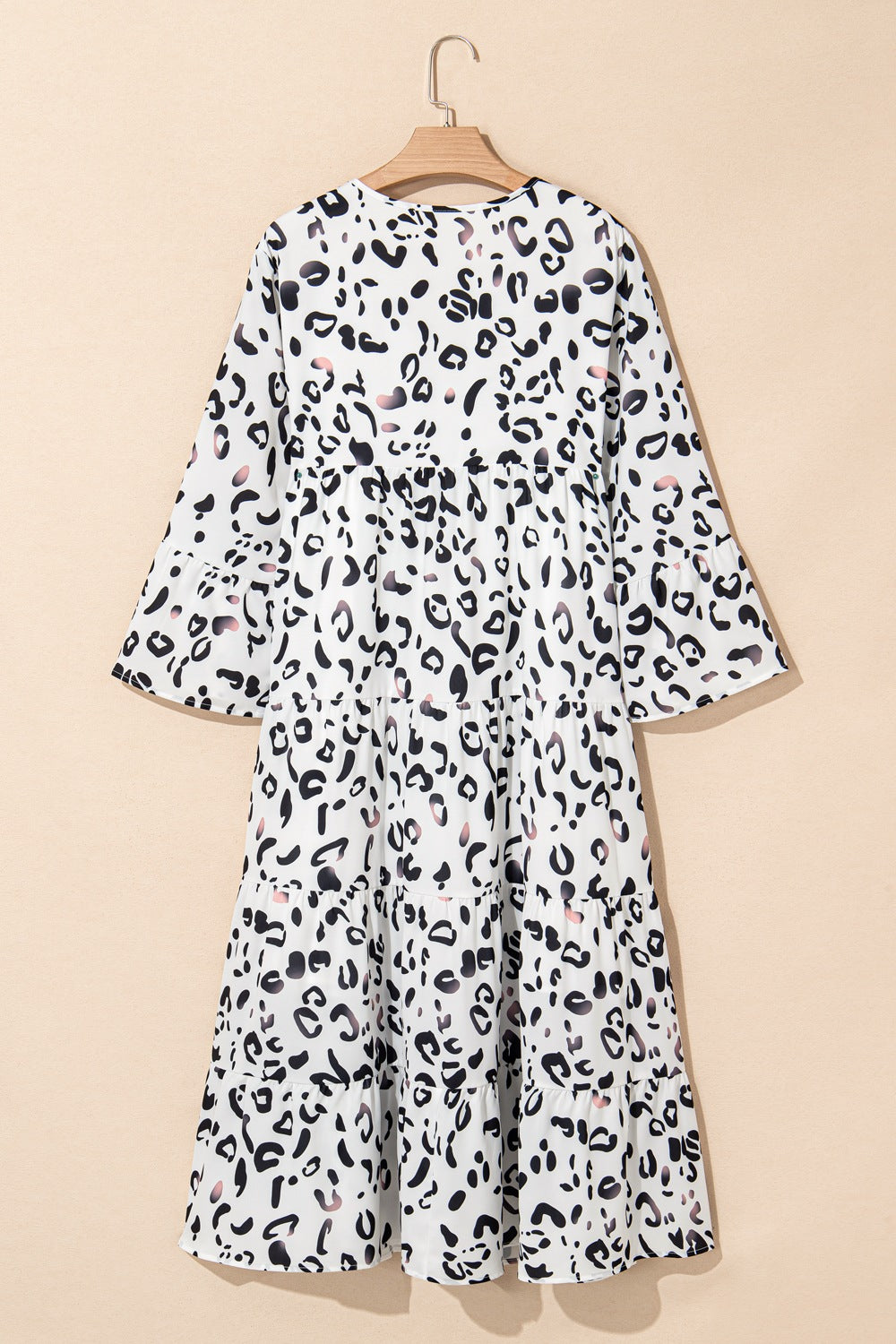 Leopard Notched Long Sleeve Dress-TOPS / DRESSES-[Adult]-[Female]-2022 Online Blue Zone Planet