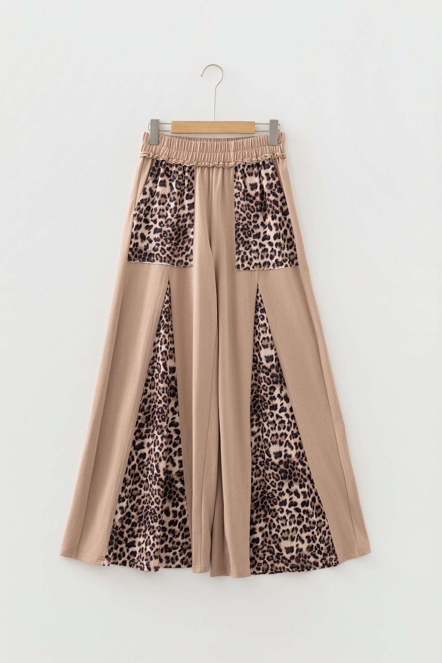 Straw Yellow Mineral Wash Leopard Patchwork Wide Leg Pants-Bottoms/Pants & Culotte-[Adult]-[Female]-2022 Online Blue Zone Planet