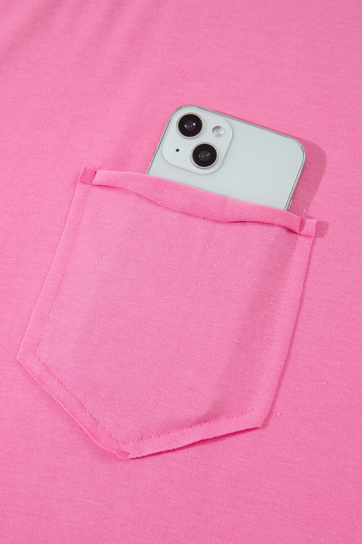 Strawberry Pink Raw Edge Patch Pocket Oversized Top and Shorts Set-Two Piece Sets/Short Sets-[Adult]-[Female]-2022 Online Blue Zone Planet