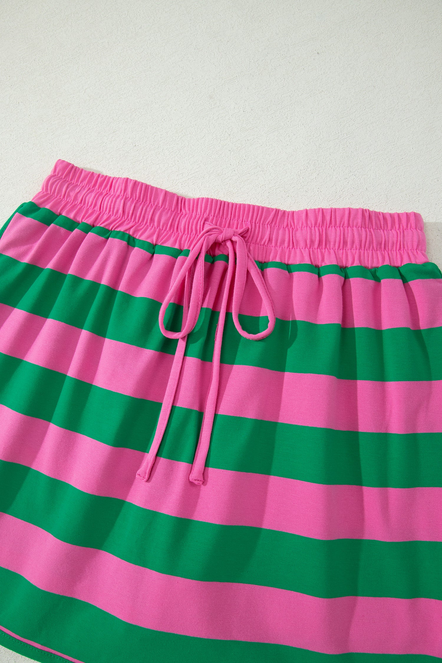 Yellow Stripe Dolman Tee Drawstring Skort Athletic 2pcs Set-Two Piece Sets/Short Sets-[Adult]-[Female]-2022 Online Blue Zone Planet