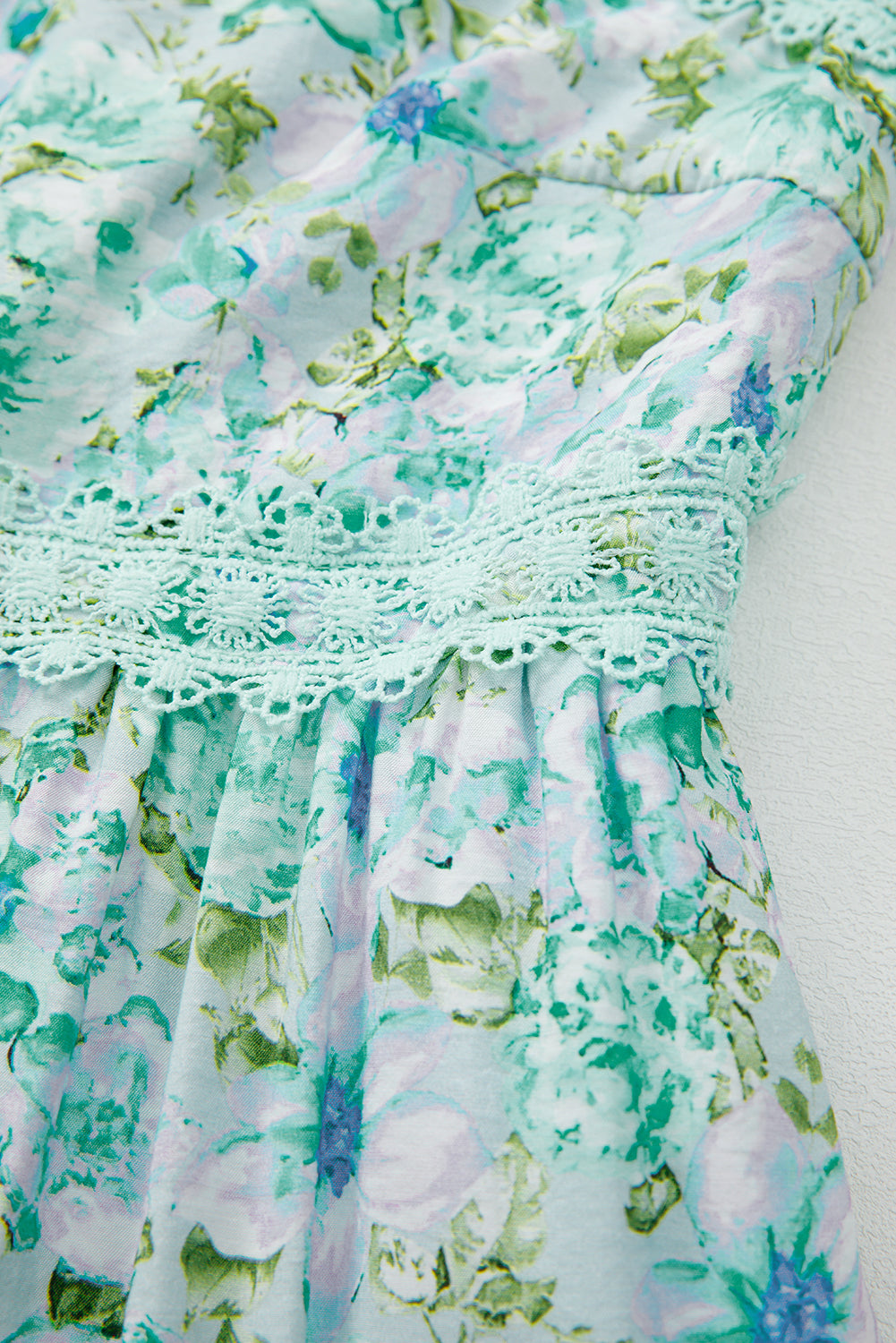 Green Floral Lace Tied Strap Empire Waist Maxi Dress-TOPS / DRESSES-[Adult]-[Female]-2022 Online Blue Zone Planet