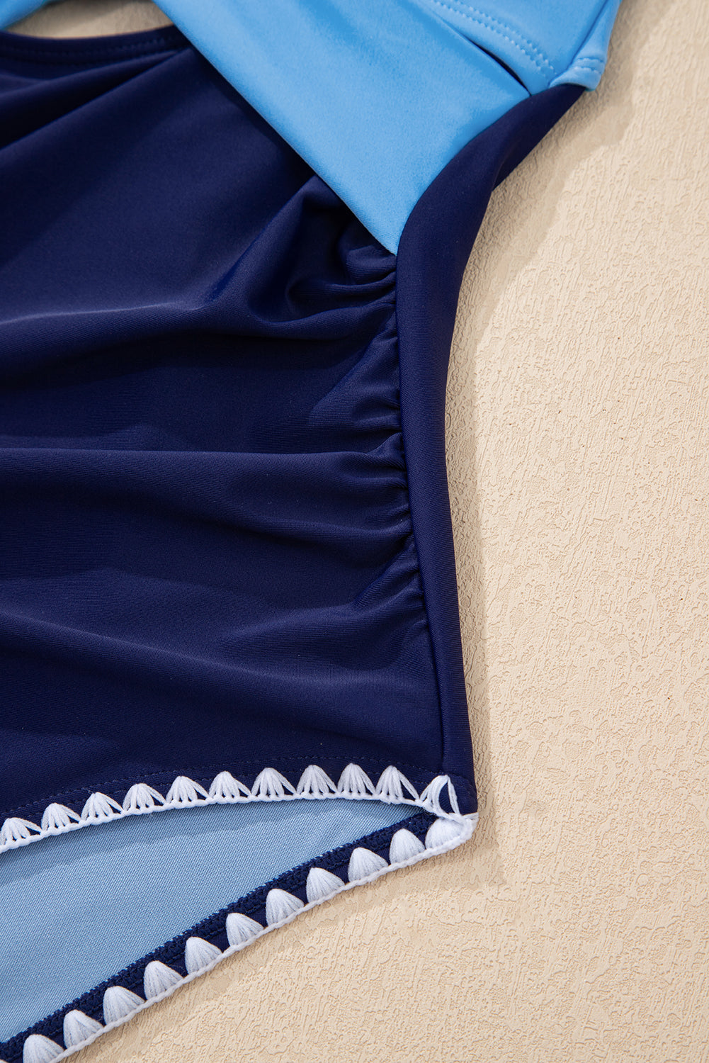 Black Ric Rac Trim Contrasted Patchwork Cutout One Piece Swimsuit-Swimwear/One Piece Swimsuit-[Adult]-[Female]-2022 Online Blue Zone Planet