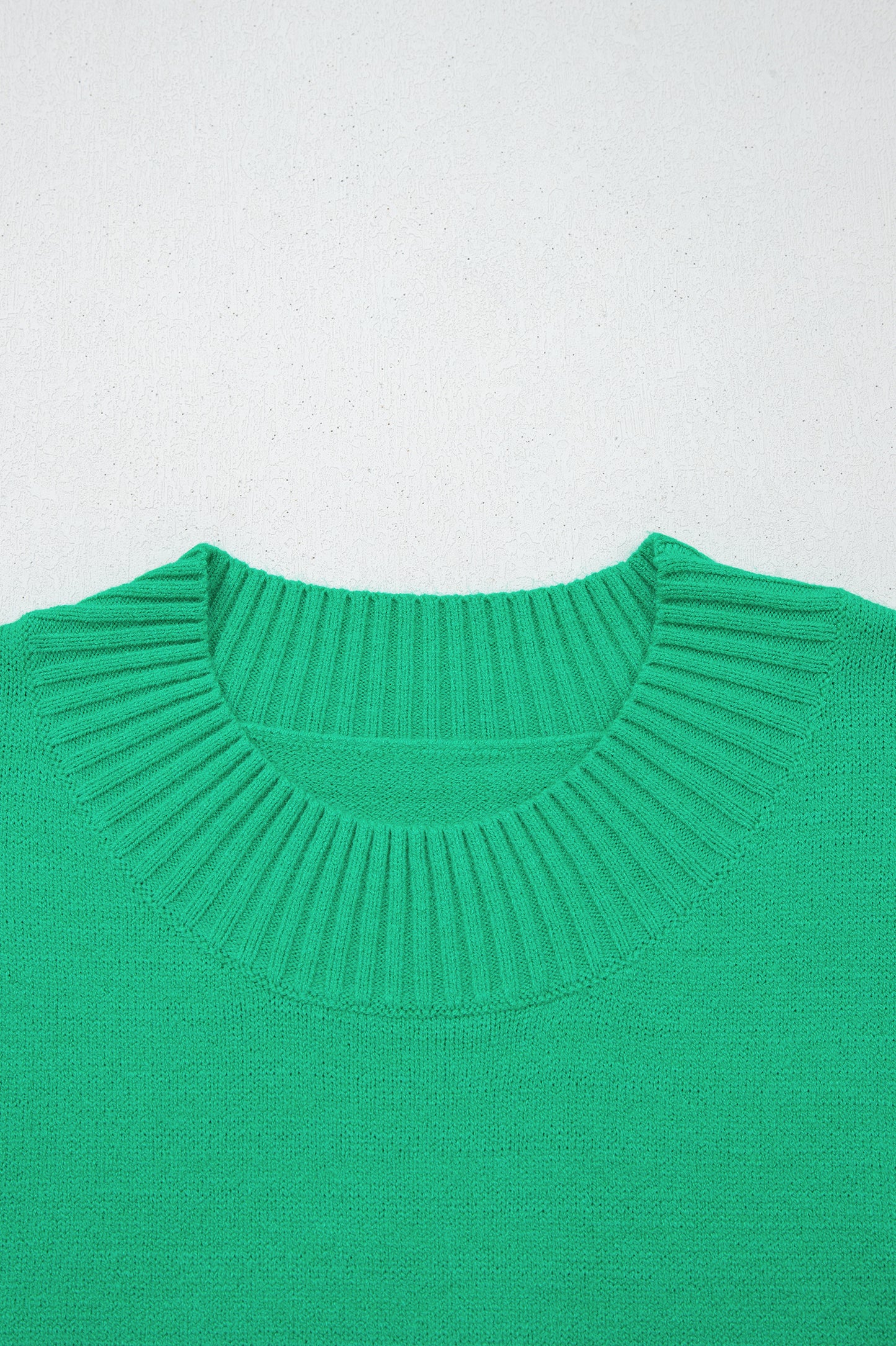 Beau Blue Solid Color Ribbed Trim Round Neck Ruffle Short Sleeve Sweater-TOPS / DRESSES-[Adult]-[Female]-2022 Online Blue Zone Planet