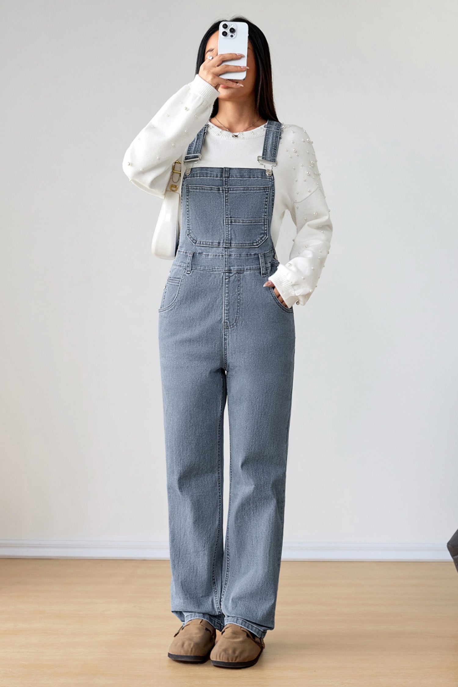 Dark Blue Retro Bib Pocket Buckle Straps Casual Denim Jumpsuit-Jumpsuits & Rompers-[Adult]-[Female]-Light Blue-L-2022 Online Blue Zone Planet