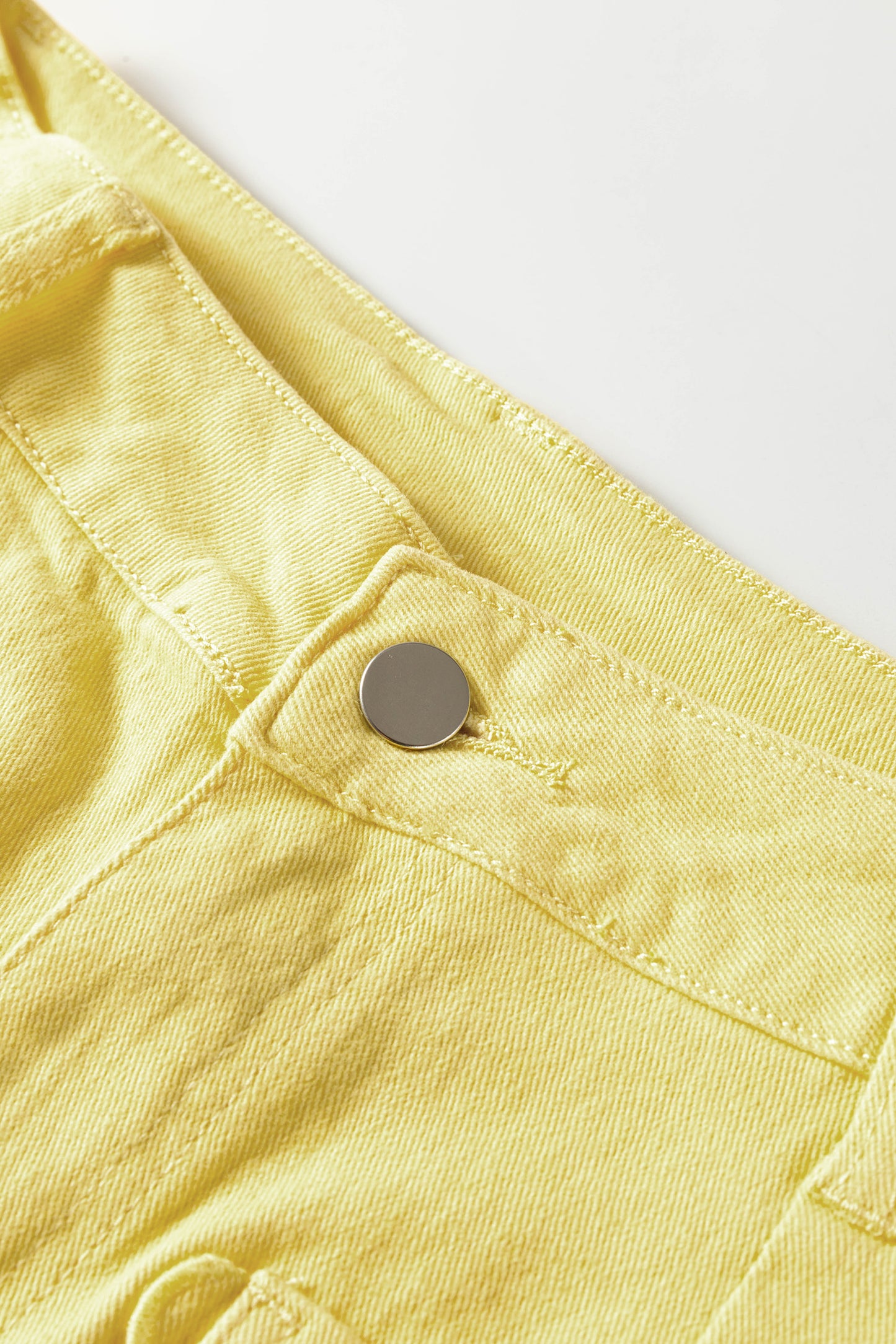 White Solid Color Scalloped Patch Pocket Shift Jeans-Bottoms/Jeans-[Adult]-[Female]-2022 Online Blue Zone Planet