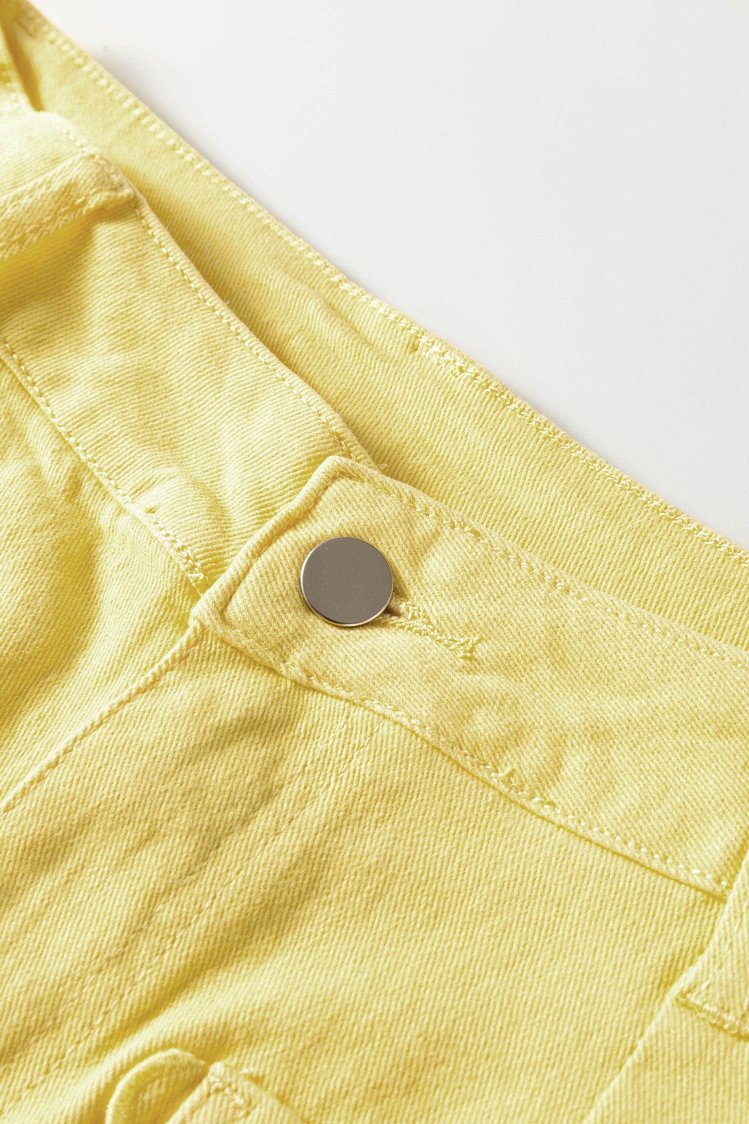 White Solid Color Scalloped Patch Pocket Shift Jeans-Bottoms/Jeans-[Adult]-[Female]-2022 Online Blue Zone Planet