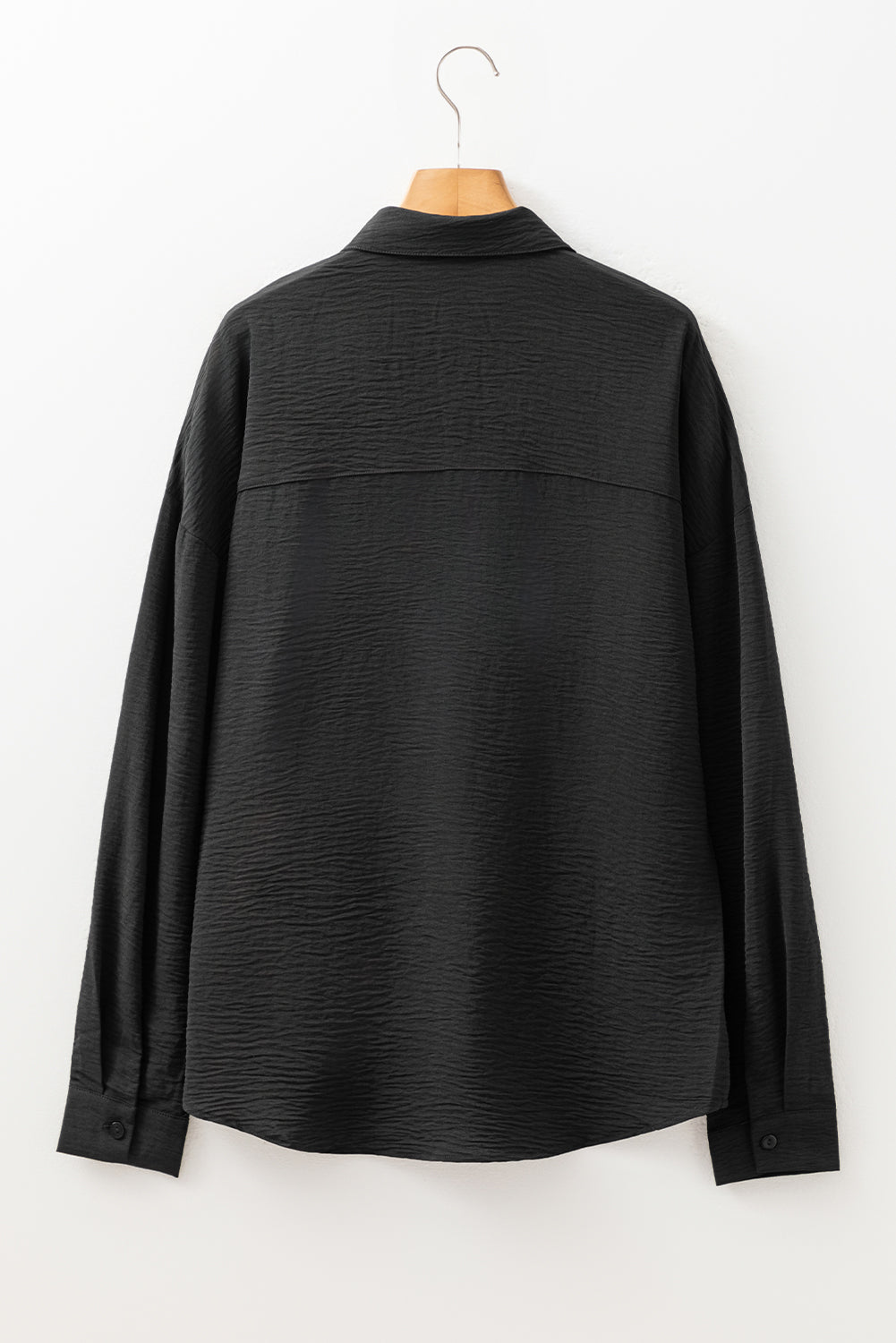 Black Pure Color Patch Pocket Shirt-Tops/Blouses & Shirts-[Adult]-[Female]-2022 Online Blue Zone Planet