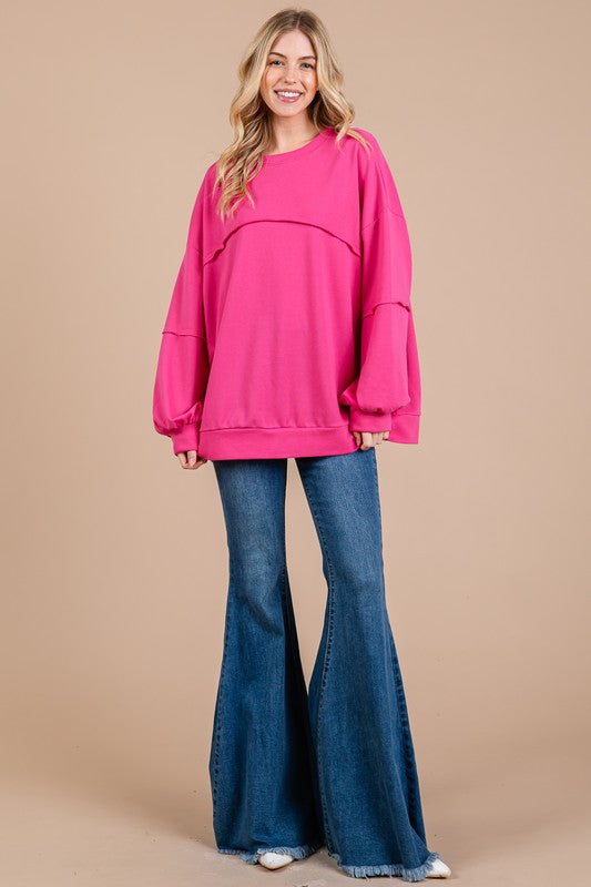 Ces Femme Exposed Seam Long Sleeve Sweatshirt-TOPS / DRESSES-[Adult]-[Female]-2022 Online Blue Zone Planet