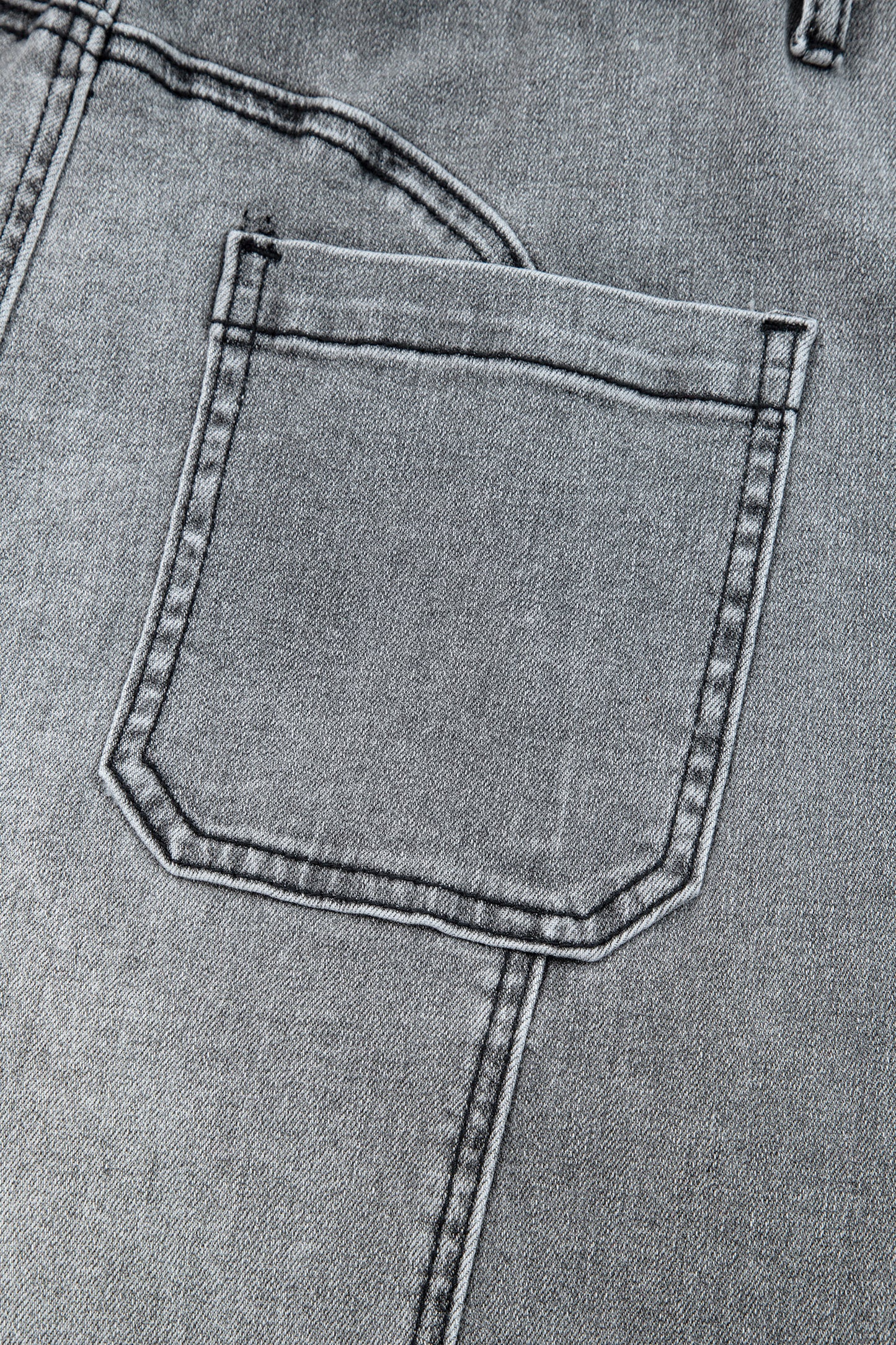 Gray Drawstring Seam Detail Raw Hem Wide Leg Denim Pants-Bottoms/Jeans-[Adult]-[Female]-2022 Online Blue Zone Planet