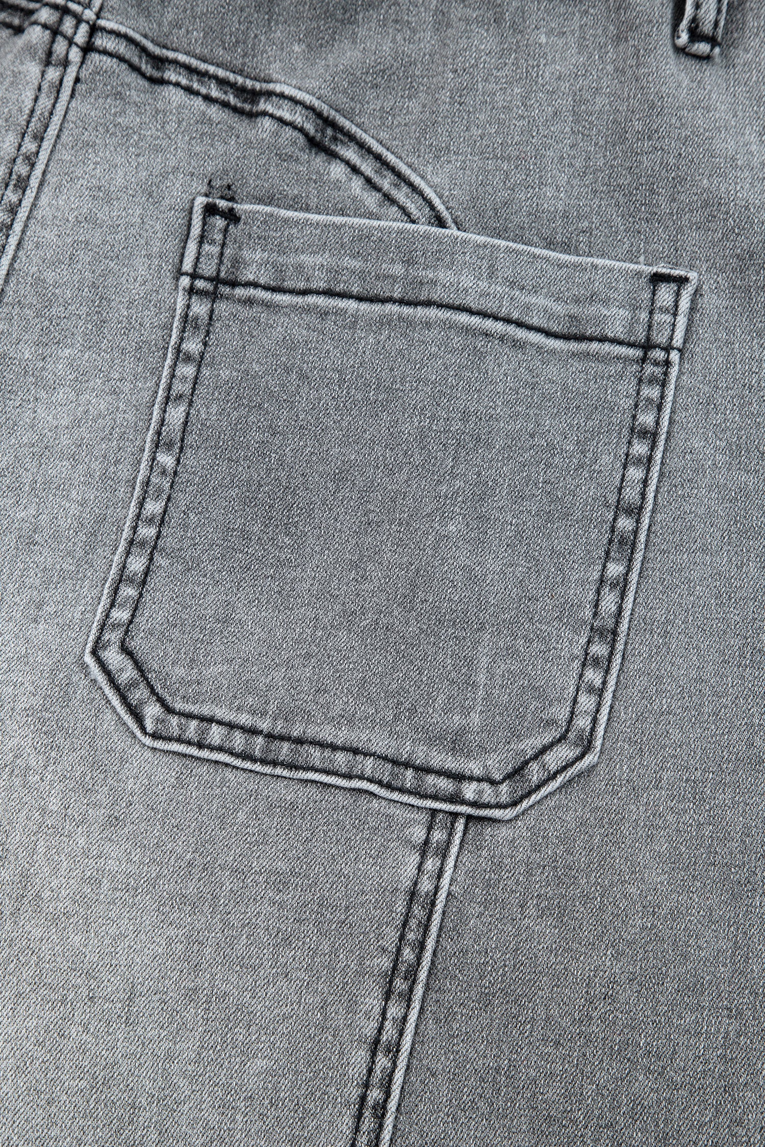 Gray Drawstring Seam Detail Raw Hem Wide Leg Denim Pants-Bottoms/Jeans-[Adult]-[Female]-2022 Online Blue Zone Planet