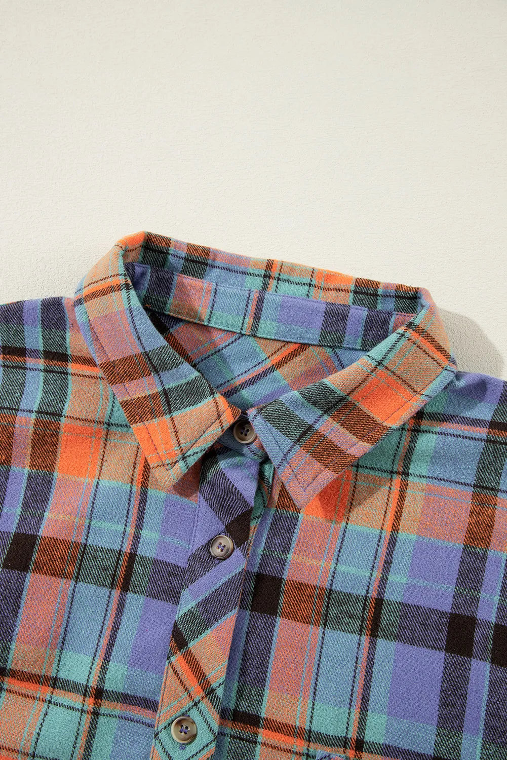 Plaid Collared Neck Long Sleeve Shirt-TOPS / DRESSES-[Adult]-[Female]-2022 Online Blue Zone Planet