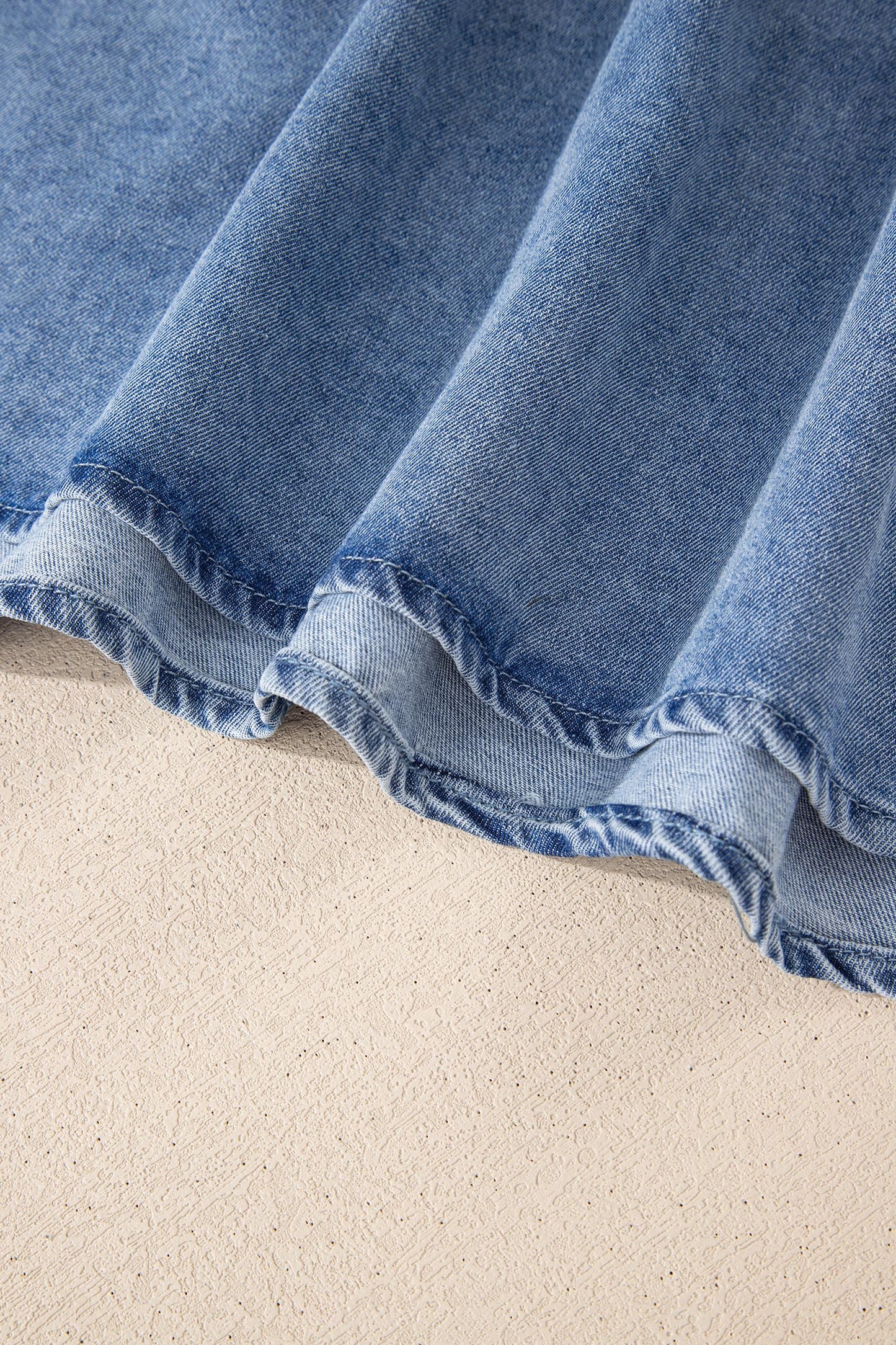 Myosotis Denim Pleated Patchwork Sleeveless Top-Tops/Tank Tops-[Adult]-[Female]-2022 Online Blue Zone Planet
