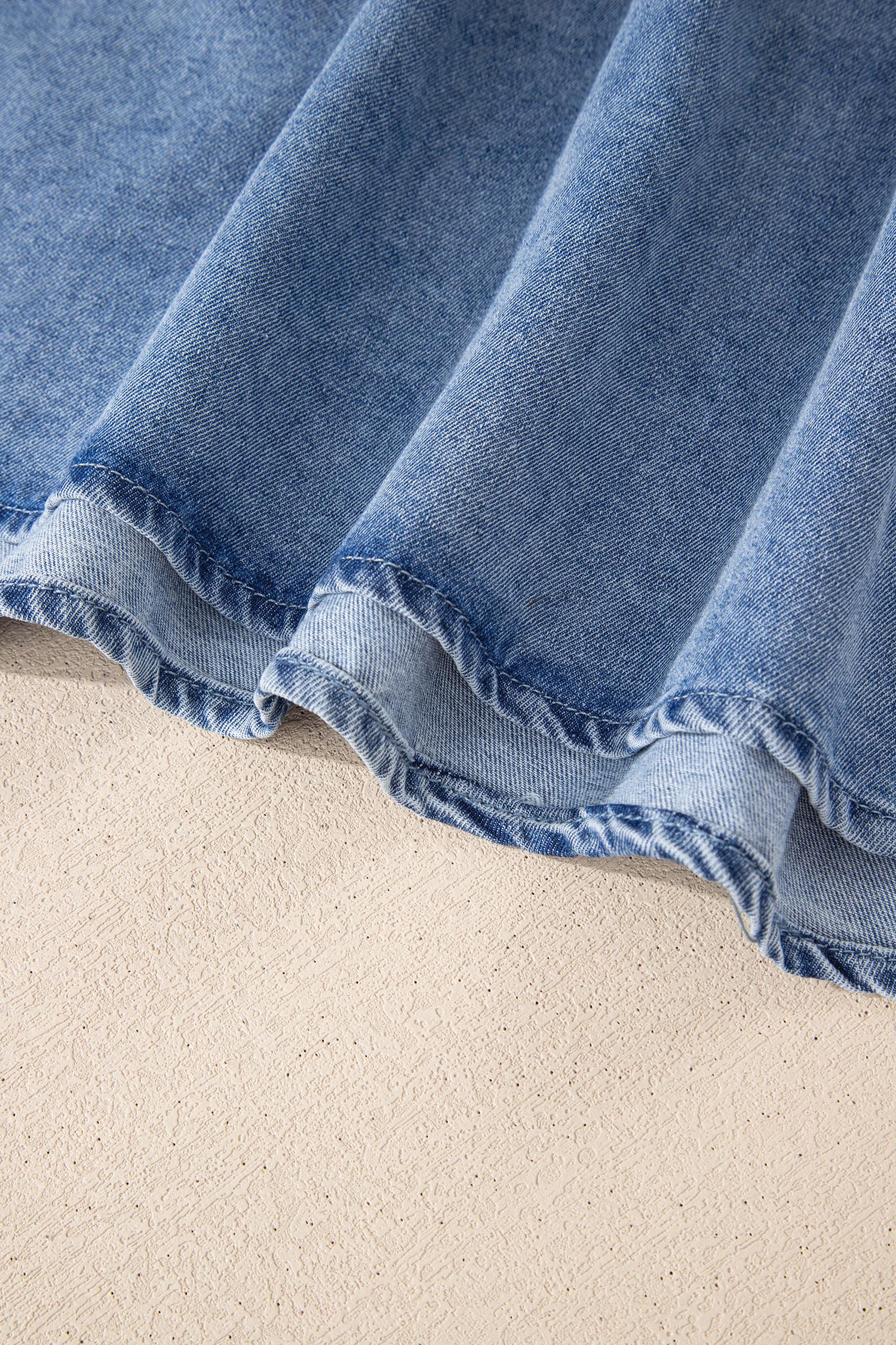 Myosotis Denim Pleated Patchwork Sleeveless Top-Tops/Tank Tops-[Adult]-[Female]-2022 Online Blue Zone Planet