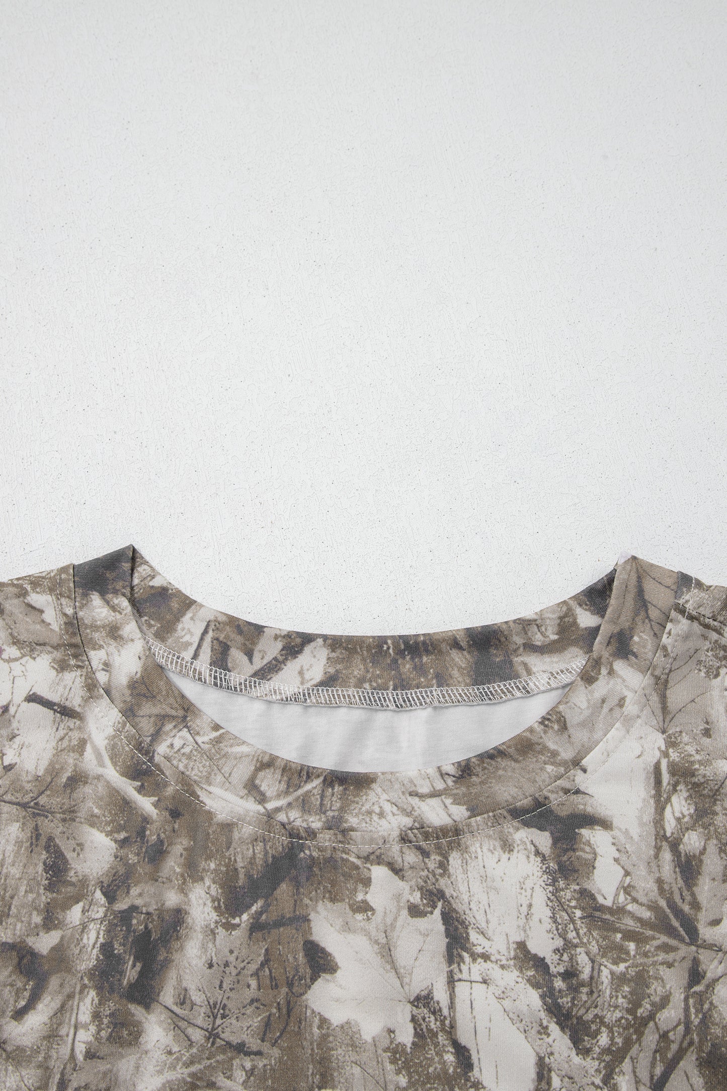 Khaki Plus Size Woodland Camouflage Print T Shirt-Plus Size/Plus Size Tops/Plus Size Tops & Tees-[Adult]-[Female]-2022 Online Blue Zone Planet