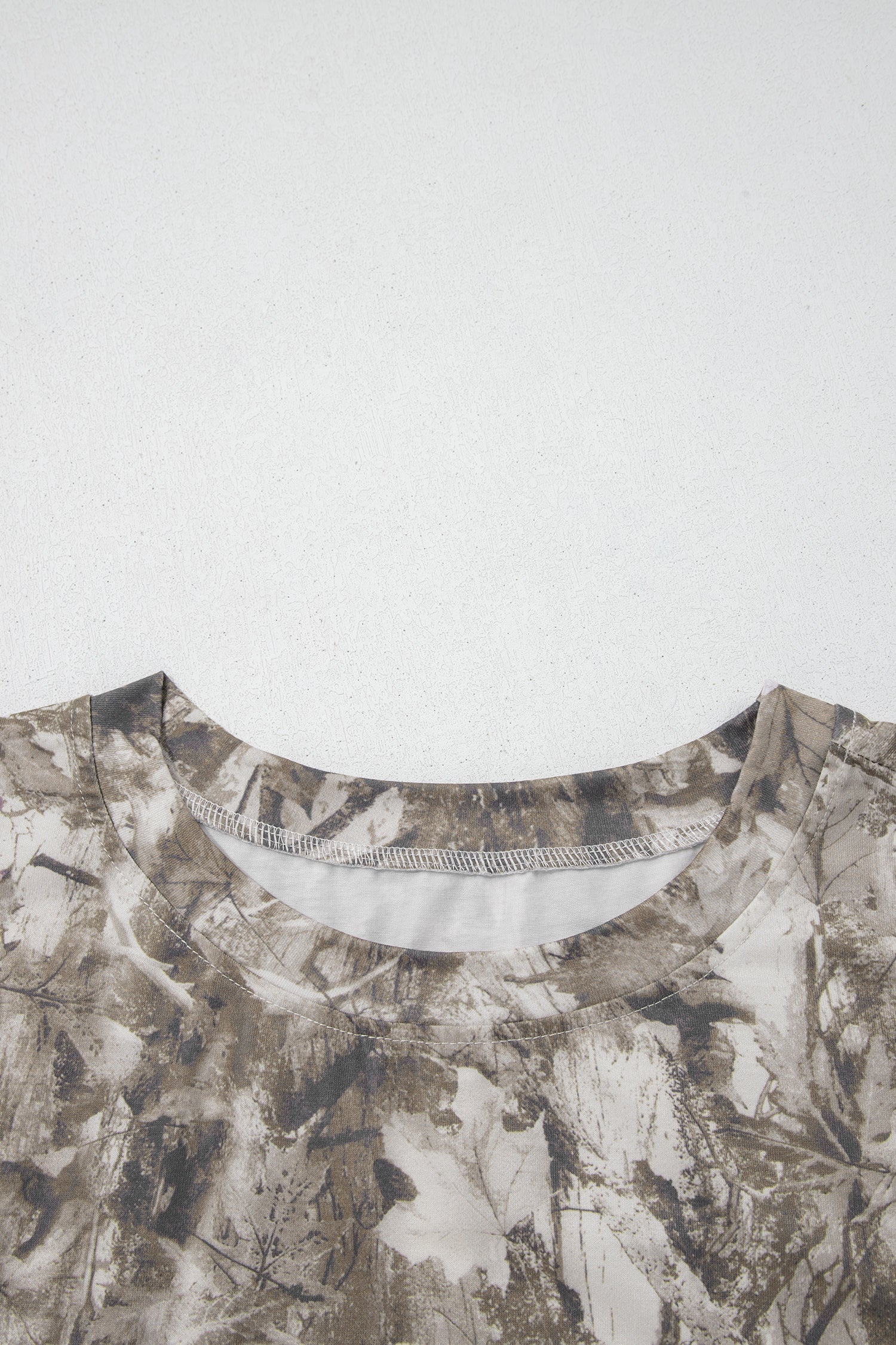 Khaki Plus Size Woodland Camouflage Print T Shirt-Plus Size/Plus Size Tops/Plus Size Tops & Tees-[Adult]-[Female]-2022 Online Blue Zone Planet