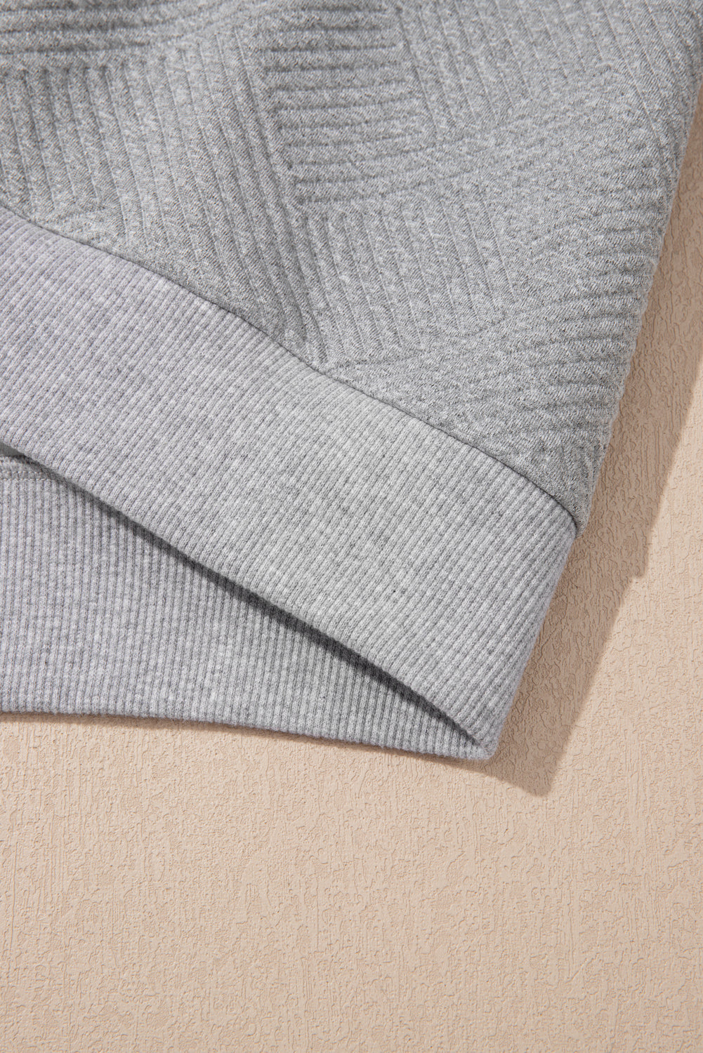 Medium Grey Trendy Textured Half Zip Loose Sweatshirt-Tops/Sweatshirts & Hoodies-[Adult]-[Female]-2022 Online Blue Zone Planet