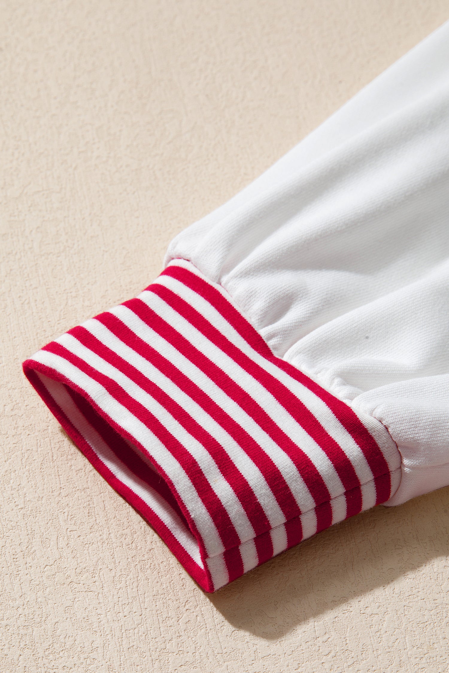 Fiery Red Striped Patchwork Sleeve Colorblock Sweatshirt-Tops/Sweatshirts & Hoodies-[Adult]-[Female]-2022 Online Blue Zone Planet