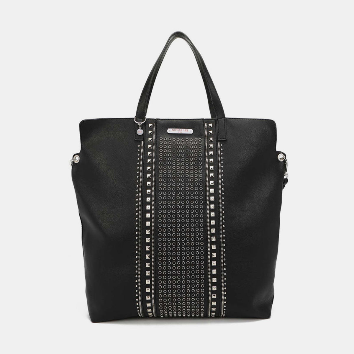 Blue Zone Planet | Nicole Lee USA Studded Large Tote Bag-TOPS / DRESSES-[Adult]-[Female]-Black-One Size-2022 Online Blue Zone Planet