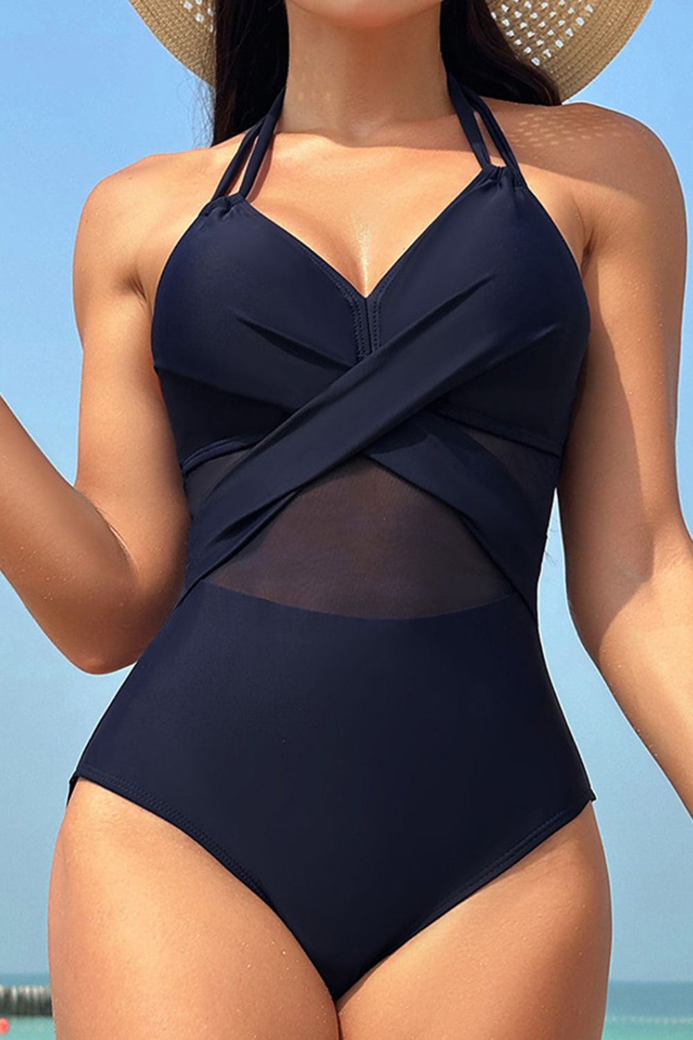 Blue Zone Planet |  Crisscross Halter Neck One-Piece Swimwear BLUE ZONE PLANET