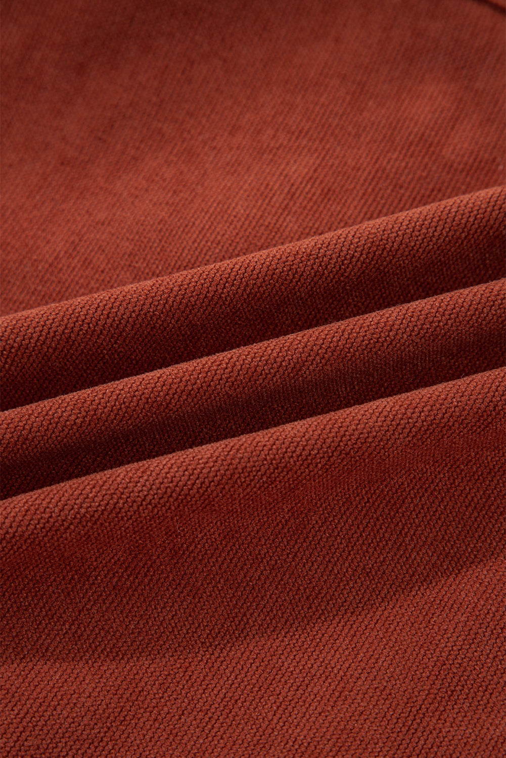 Gold Flame Velvet Flap Pockets Drop Shoulder Casual Shacket-Outerwear/Jackets-[Adult]-[Female]-2022 Online Blue Zone Planet