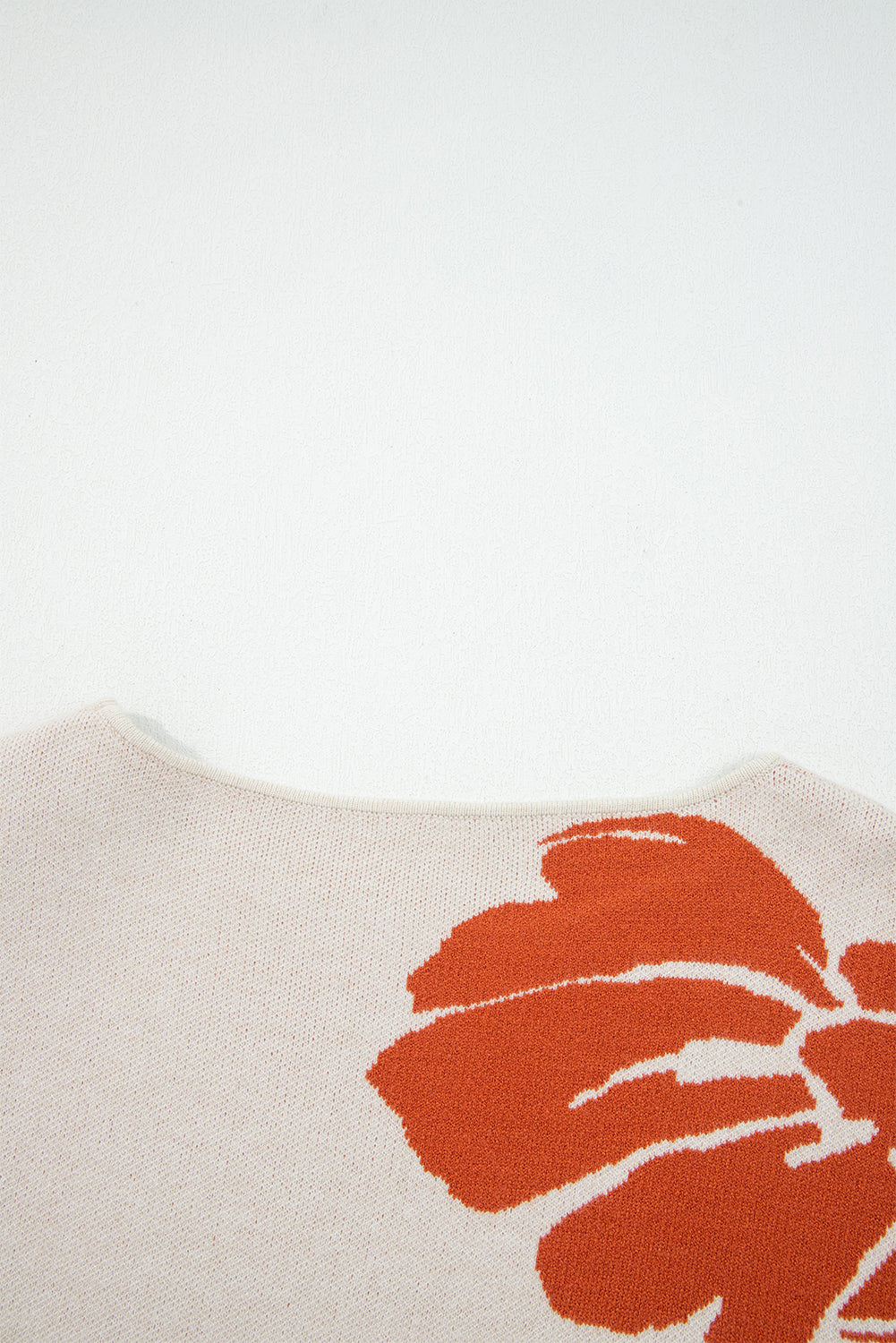 Beige Bold Flower Pattern Wide Sleeve Baggy Sweater-Sweaters & Cardigans/Sweaters-[Adult]-[Female]-2022 Online Blue Zone Planet