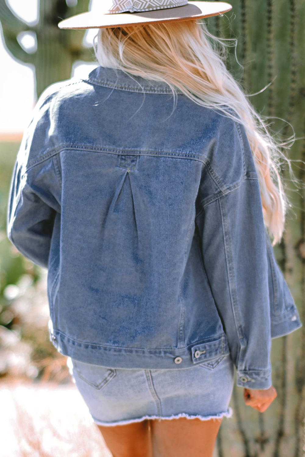 Blue Zone Planet | Wild Wind Washed Oversize Pocketed Denim Jacket-Outerwear/Denim jackets-[Adult]-[Female]-2022 Online Blue Zone Planet