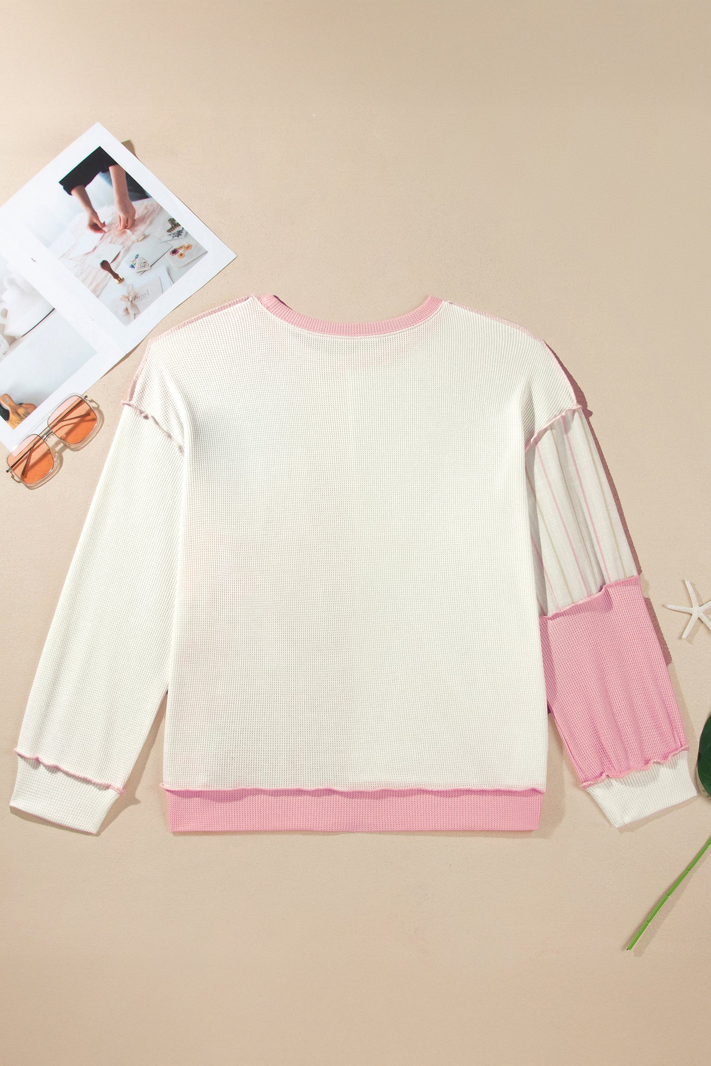 Pink Colorblock Plaid Panel Long Sleeve Plus Size Blouse-Plus Size/Plus Size Tops/Plus Size Long Sleeve Tops-[Adult]-[Female]-2022 Online Blue Zone Planet