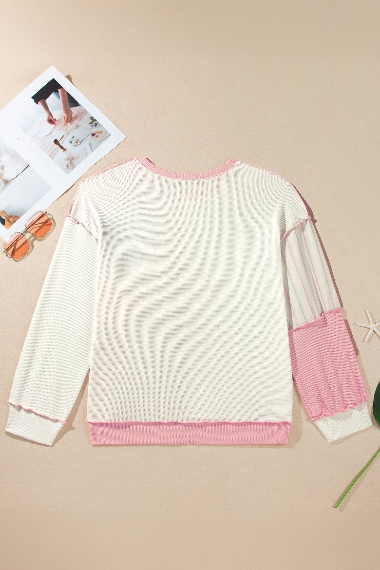 Pink Colorblock Plaid Panel Long Sleeve Plus Size Blouse-Plus Size/Plus Size Tops/Plus Size Long Sleeve Tops-[Adult]-[Female]-2022 Online Blue Zone Planet