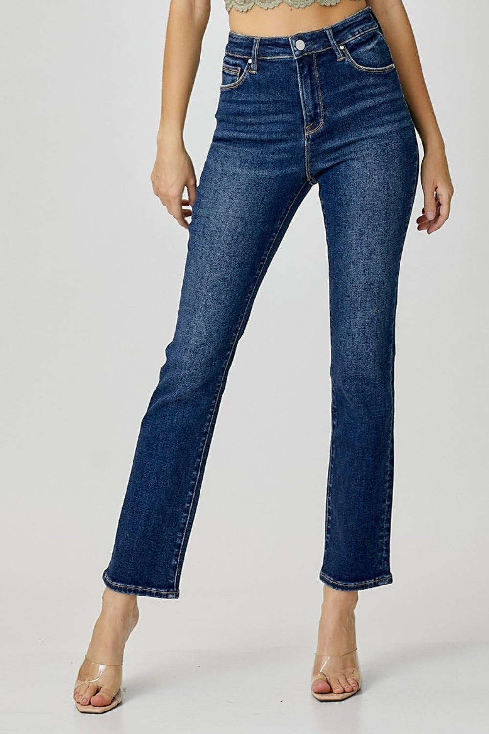 RISEN Full Size High Waist Straight Jeans-BOTTOMS SIZES SMALL MEDIUM LARGE-[Adult]-[Female]-Dark-0-2022 Online Blue Zone Planet