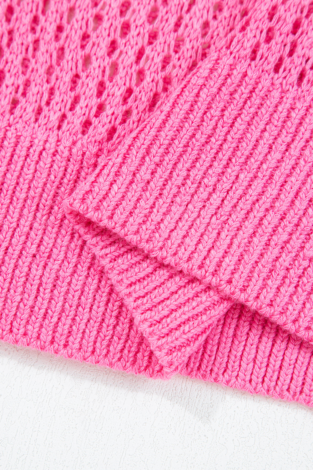 Sachet Pink Sweet Bow Decor Hollow Out Knitted Drop Shoulder Sweater-TOPS / DRESSES-[Adult]-[Female]-2022 Online Blue Zone Planet